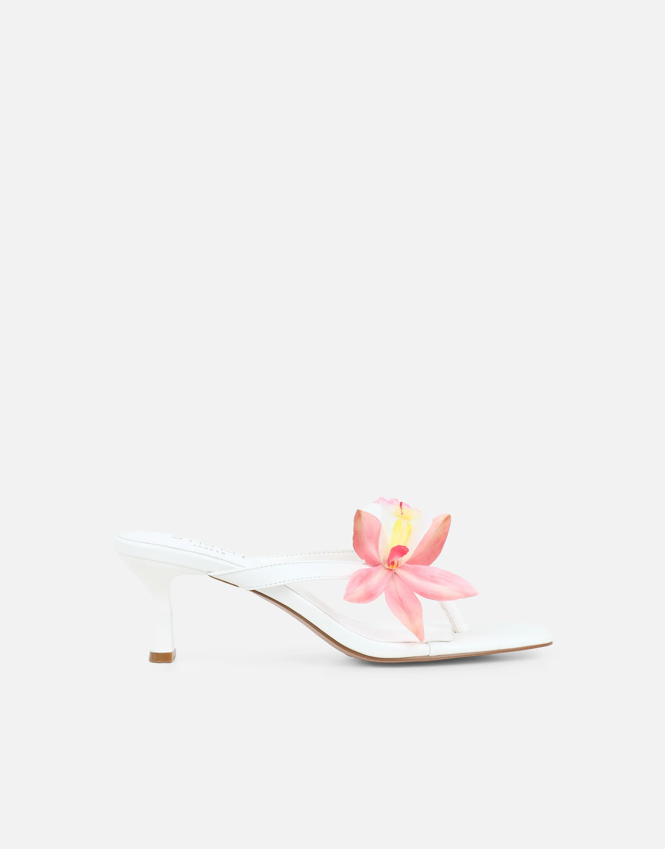 Ruby White Flower Detail Mules - Image 2