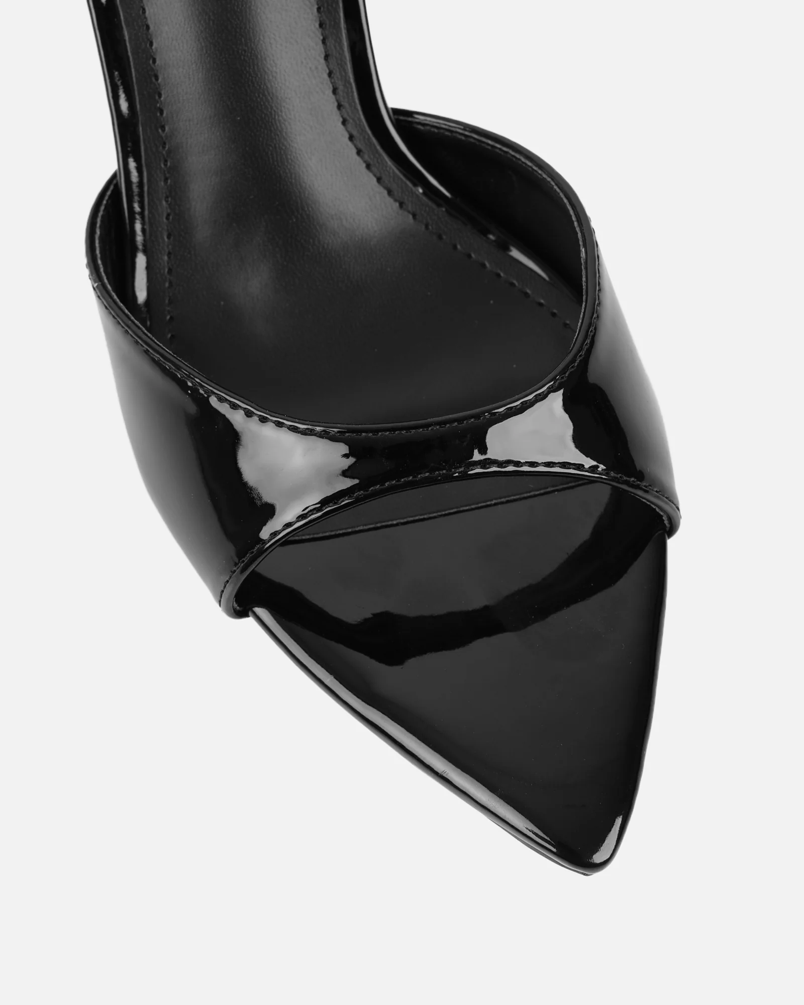 Jerez Black Patent Peep Toe Heeled Sandals - Image 3