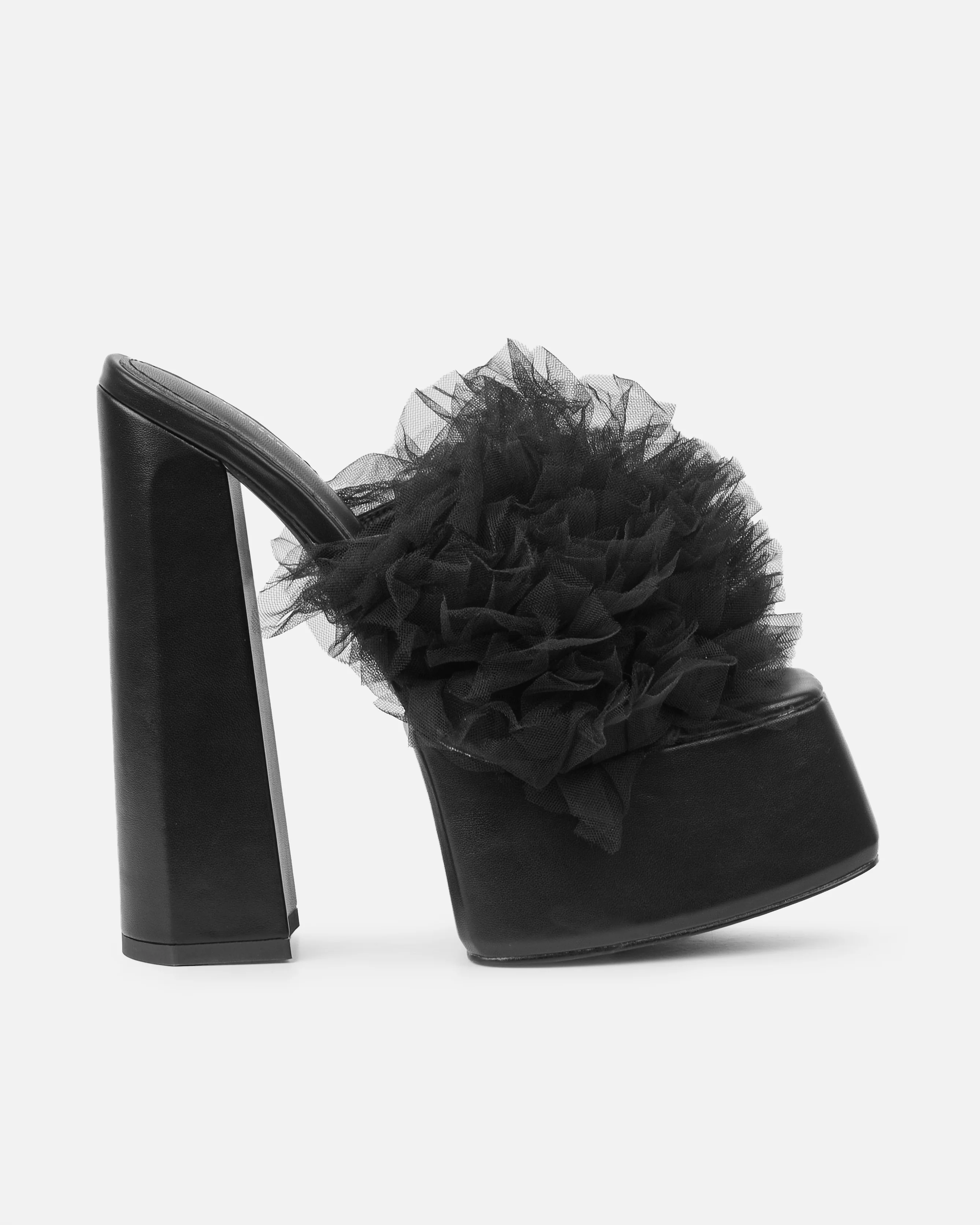 Jesse Black Tulle Platform Heeled Sandals - Image 2