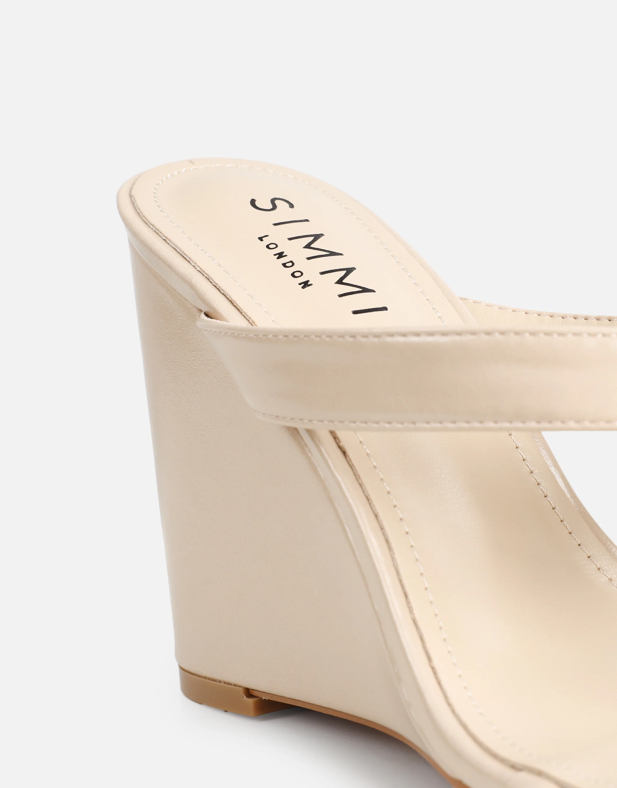 Jodie Beige Toe Post Wedge Sandals - Image 3