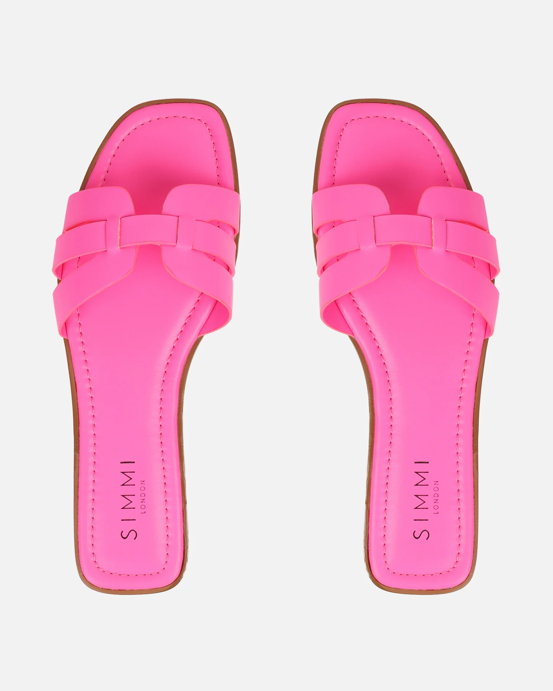 Jorja Bright Pink Slip On Flat Sandals - Image 3