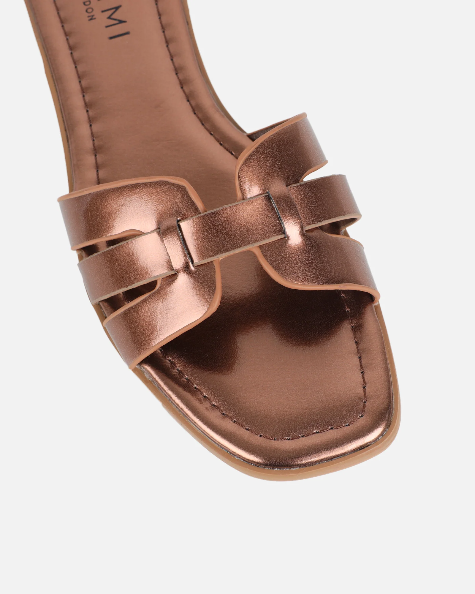 Jorja Bronze Metallic Slip On Flat Sandals - Image 4