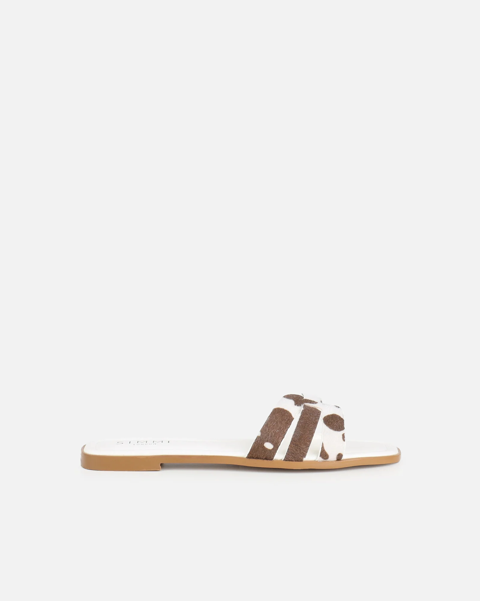 Jorja Cow Print Slip On Flat Sandals - Image 2