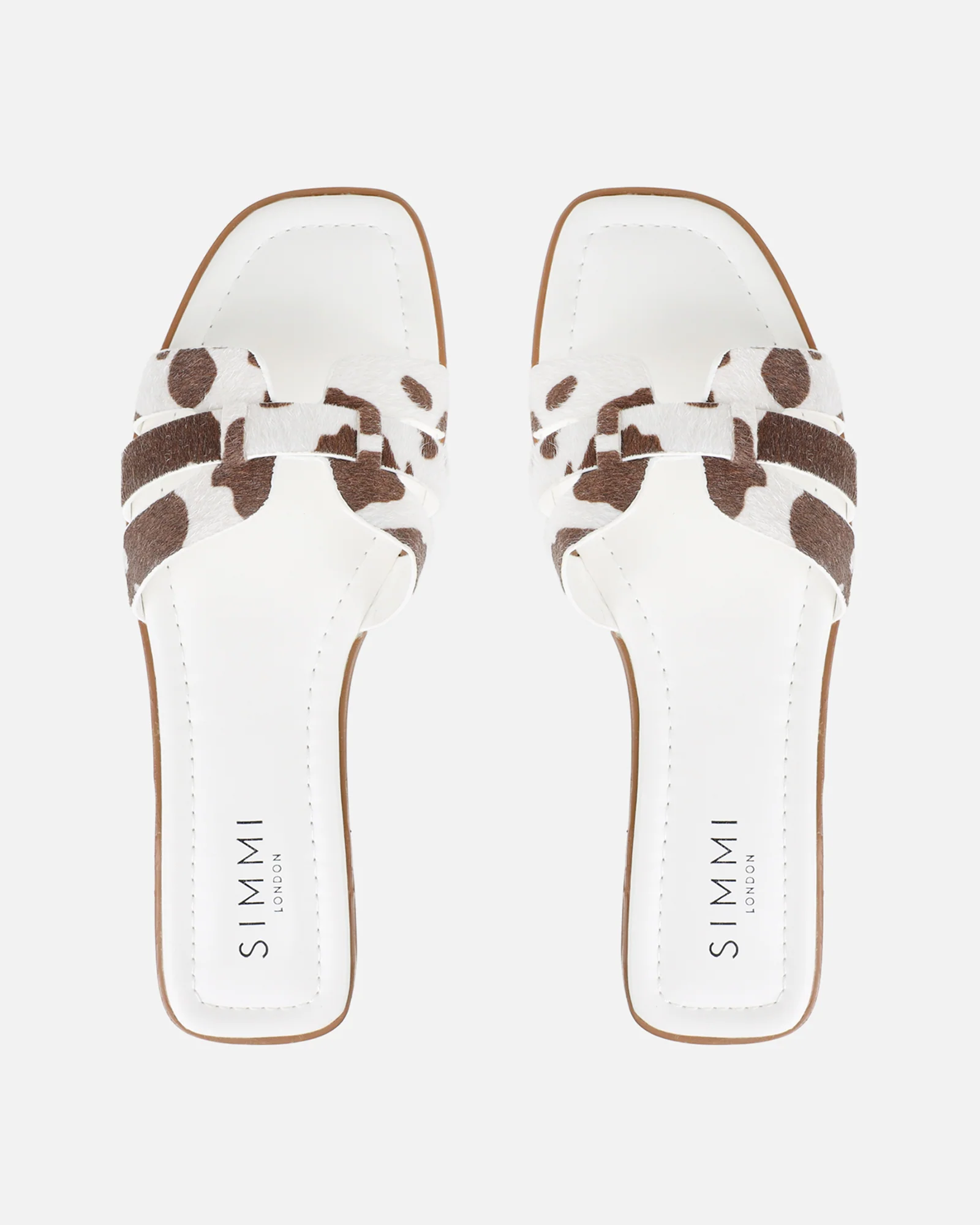 Jorja Cow Print Slip On Flat Sandals - Image 3