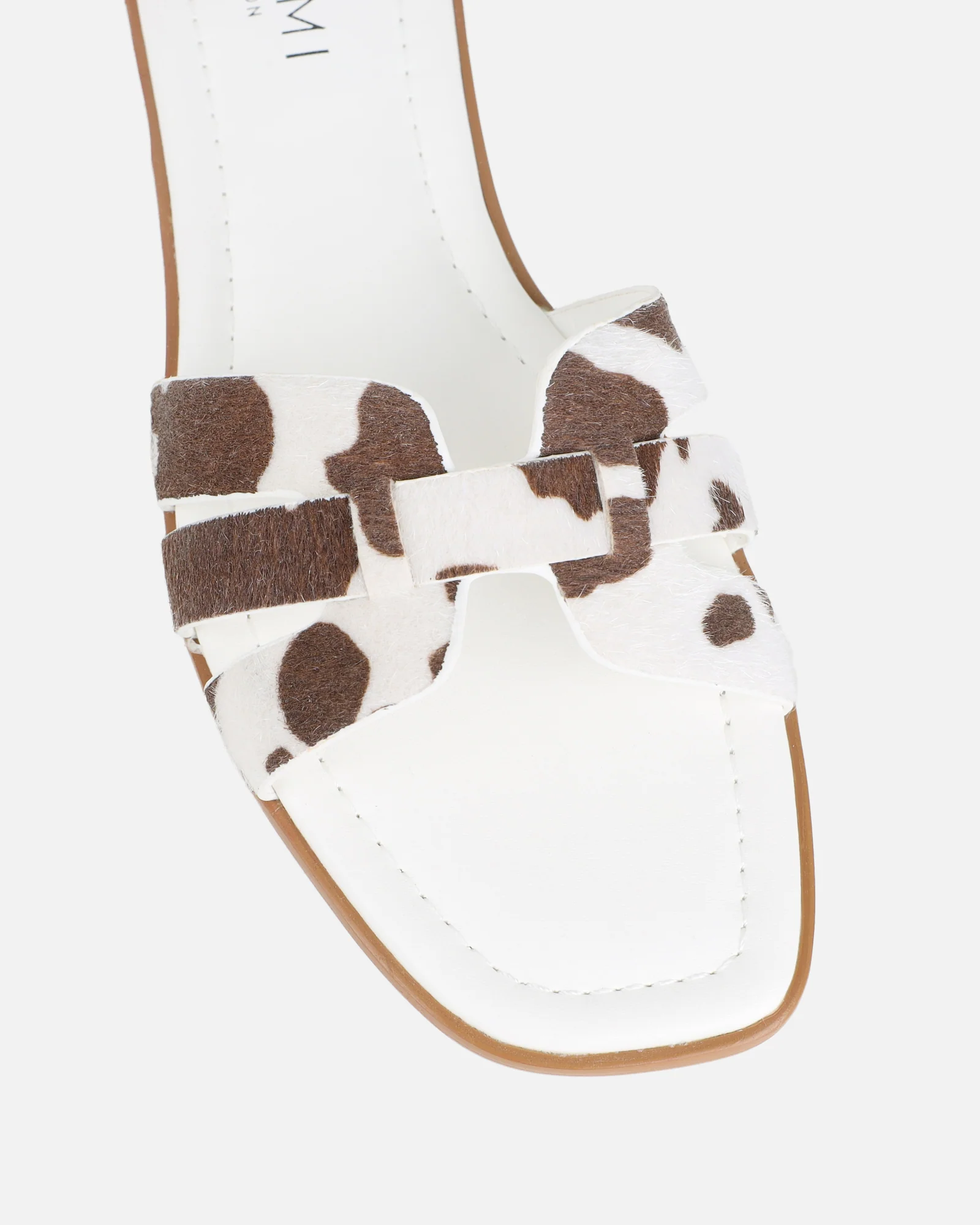 Jorja Cow Print Slip On Flat Sandals - Image 4