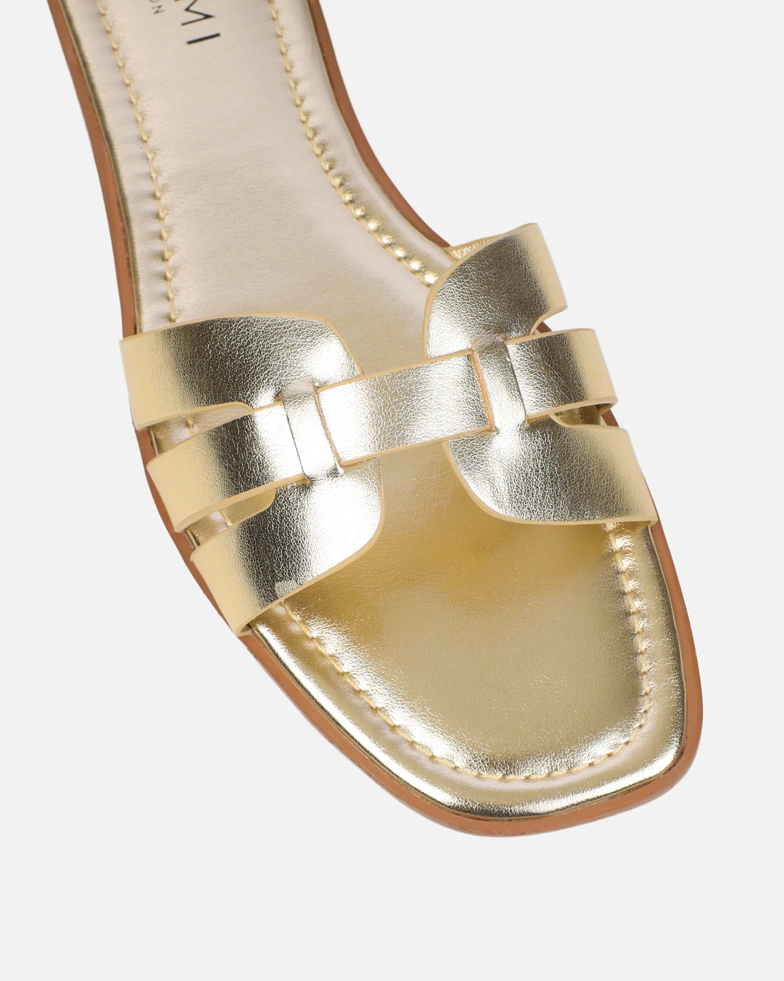 Jorja Gold Metallic Slip On Flat Sandals - Image 4