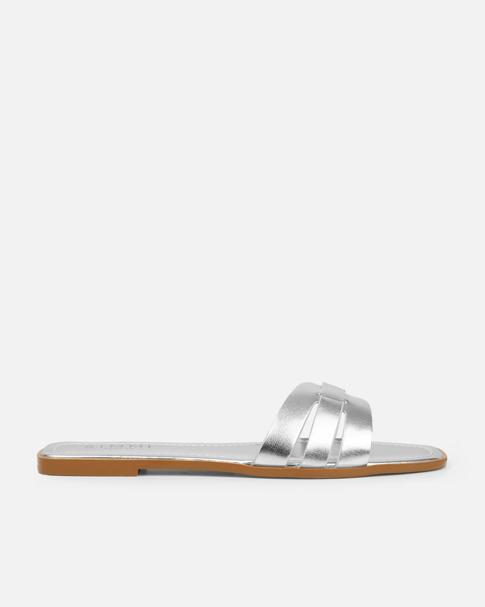 Jorja Silver Metallic Slip On Flat Sandals - Image 2