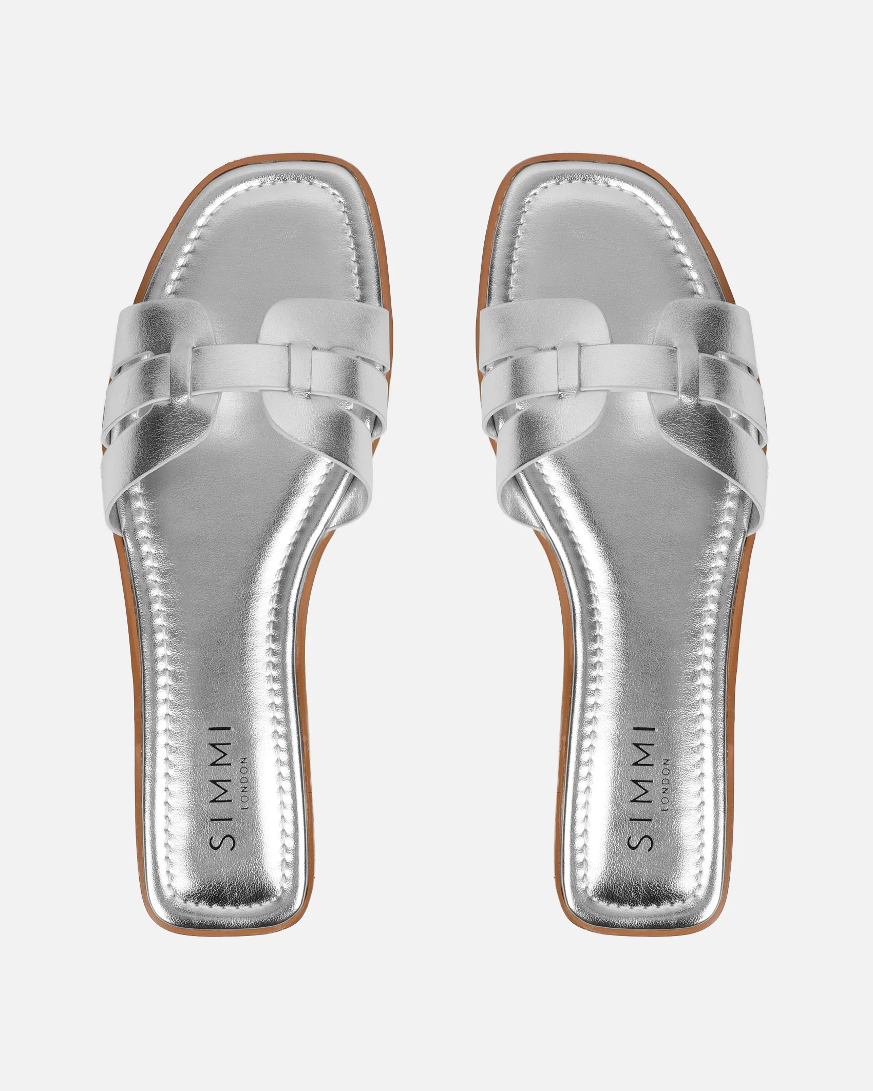 Jorja Silver Metallic Slip On Flat Sandals - Image 3