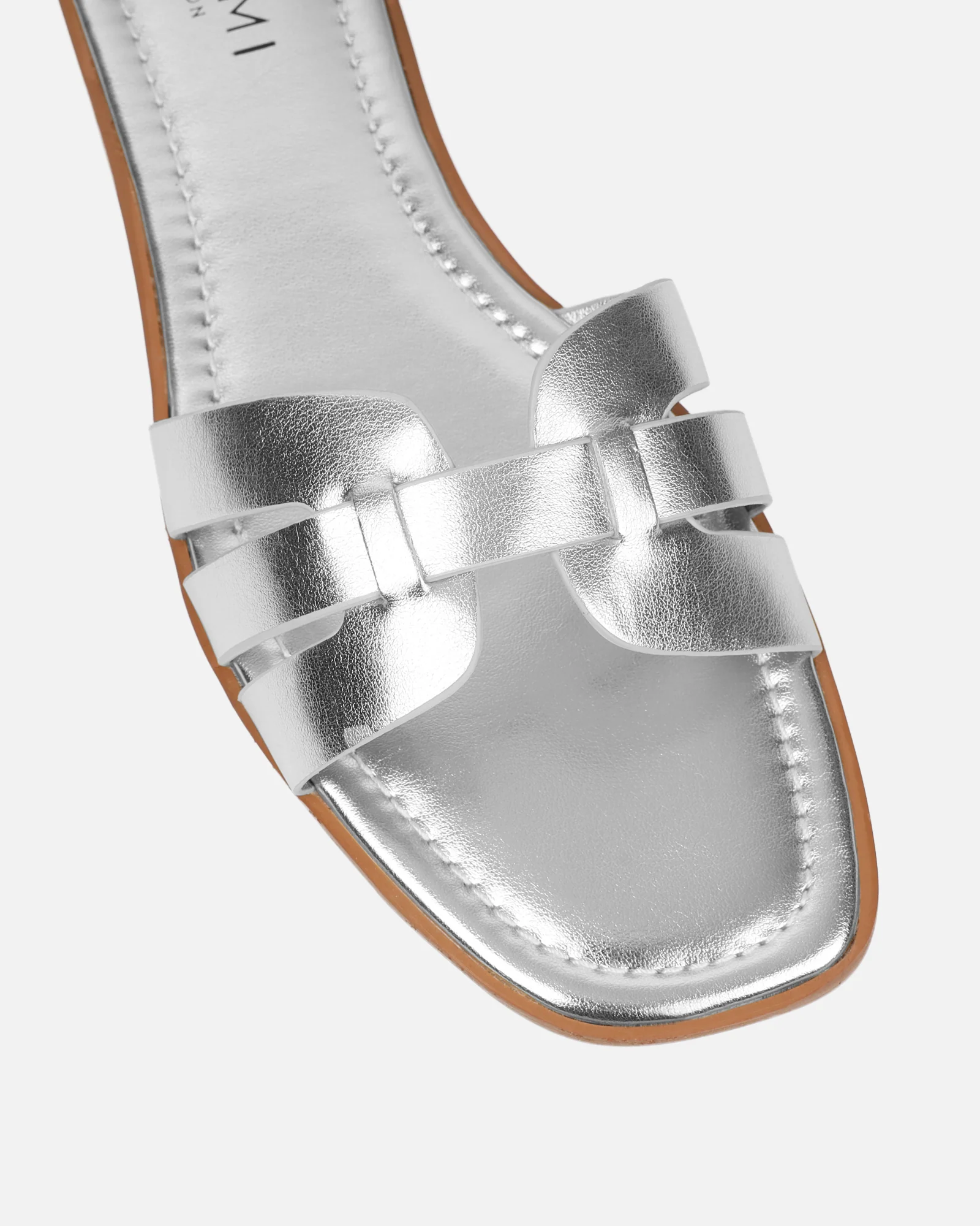 Jorja Silver Metallic Slip On Flat Sandals - Image 4