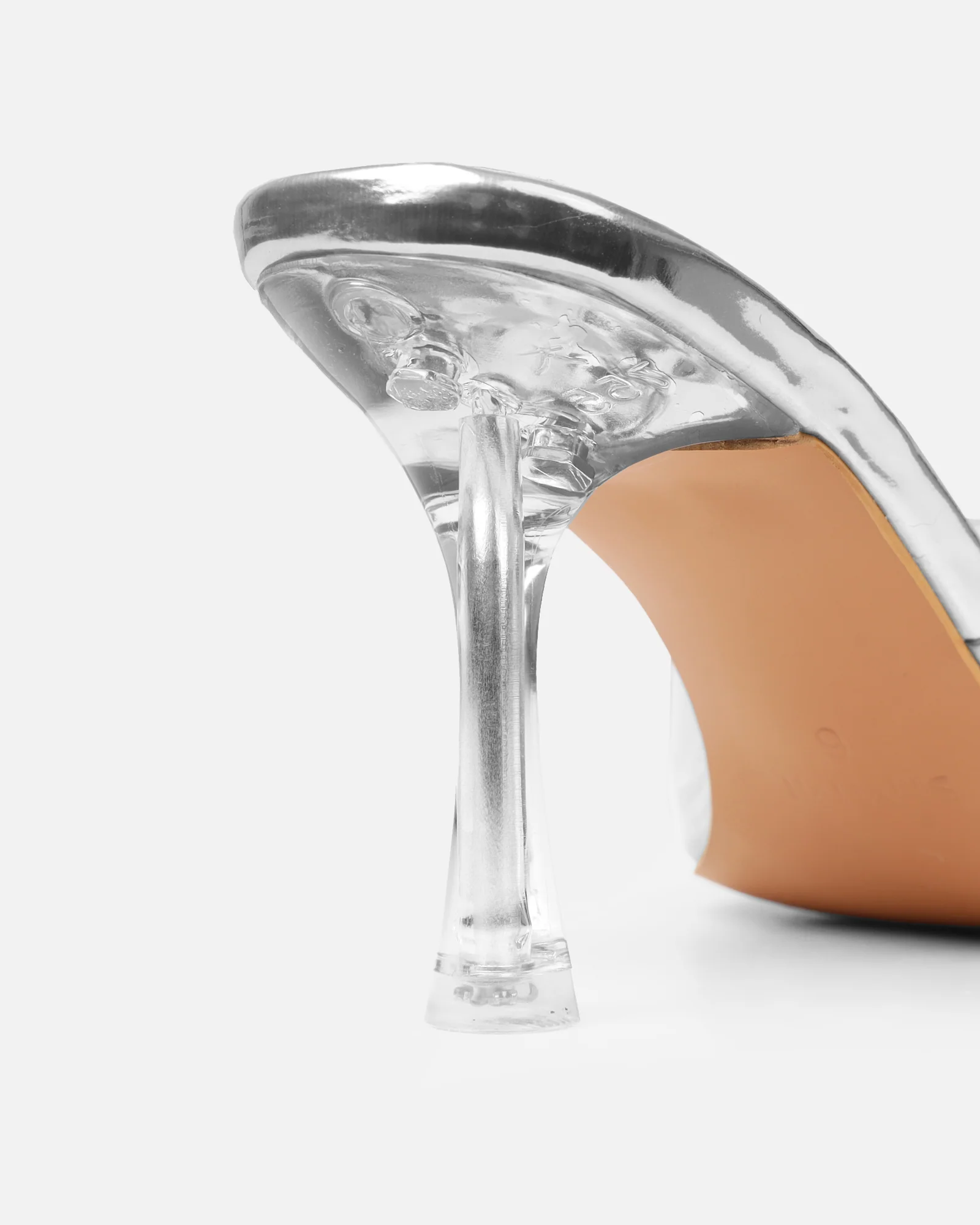 Josephine Clear Silver Mirror Heeled Sandals - Image 3