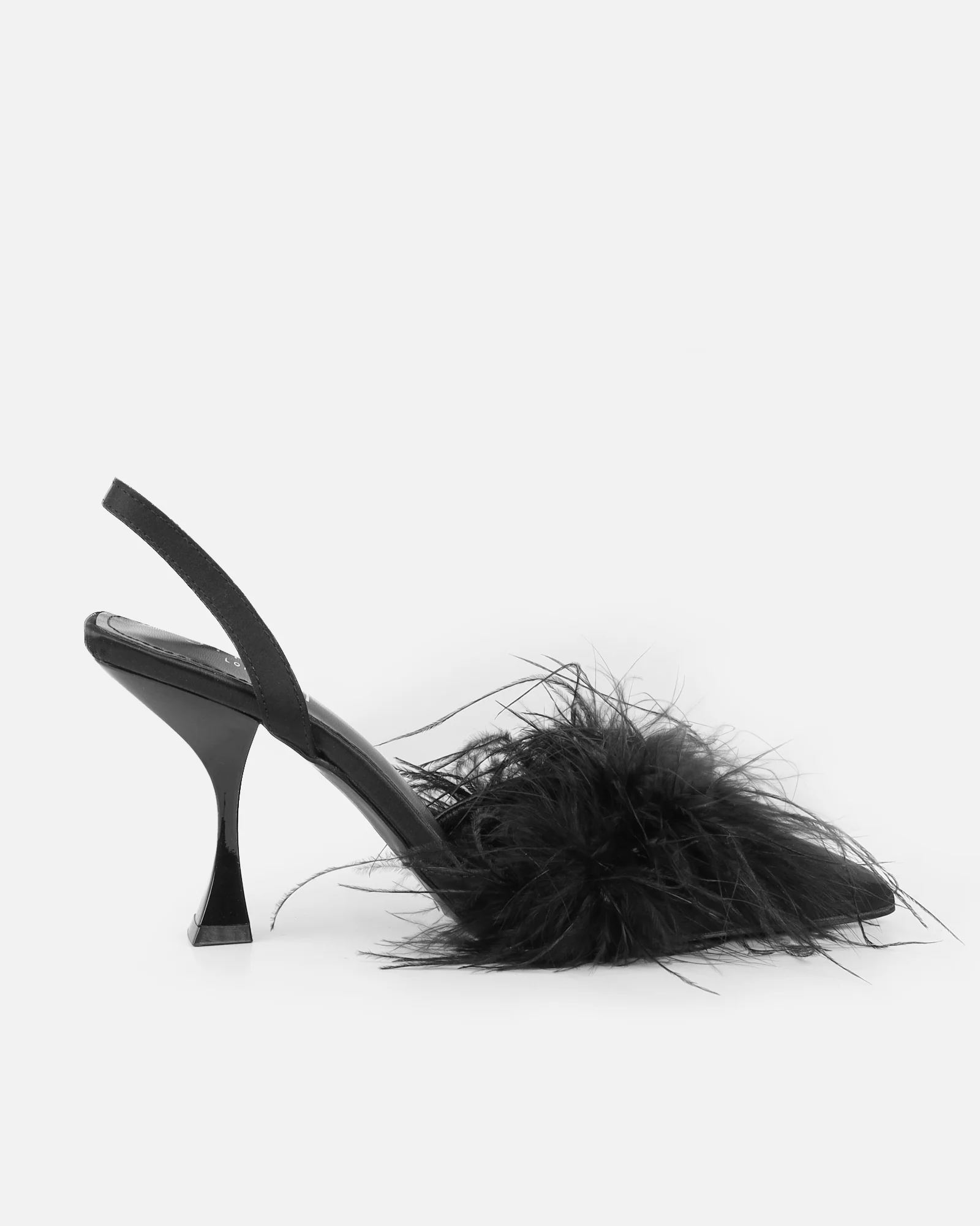 Jube Black Satin Fluffy Court Shoes - Image 2
