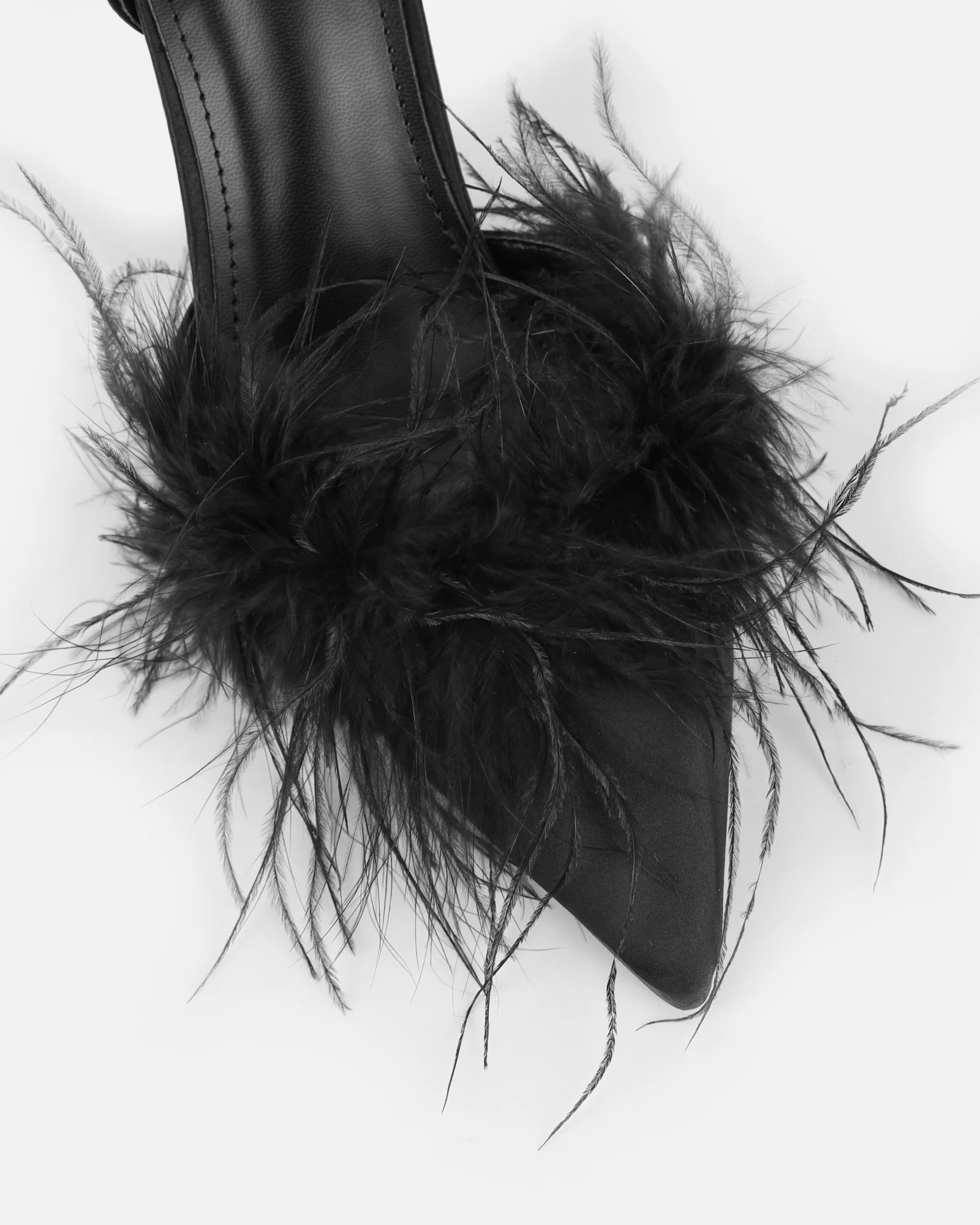 Jube Black Satin Fluffy Court Shoes - Image 4