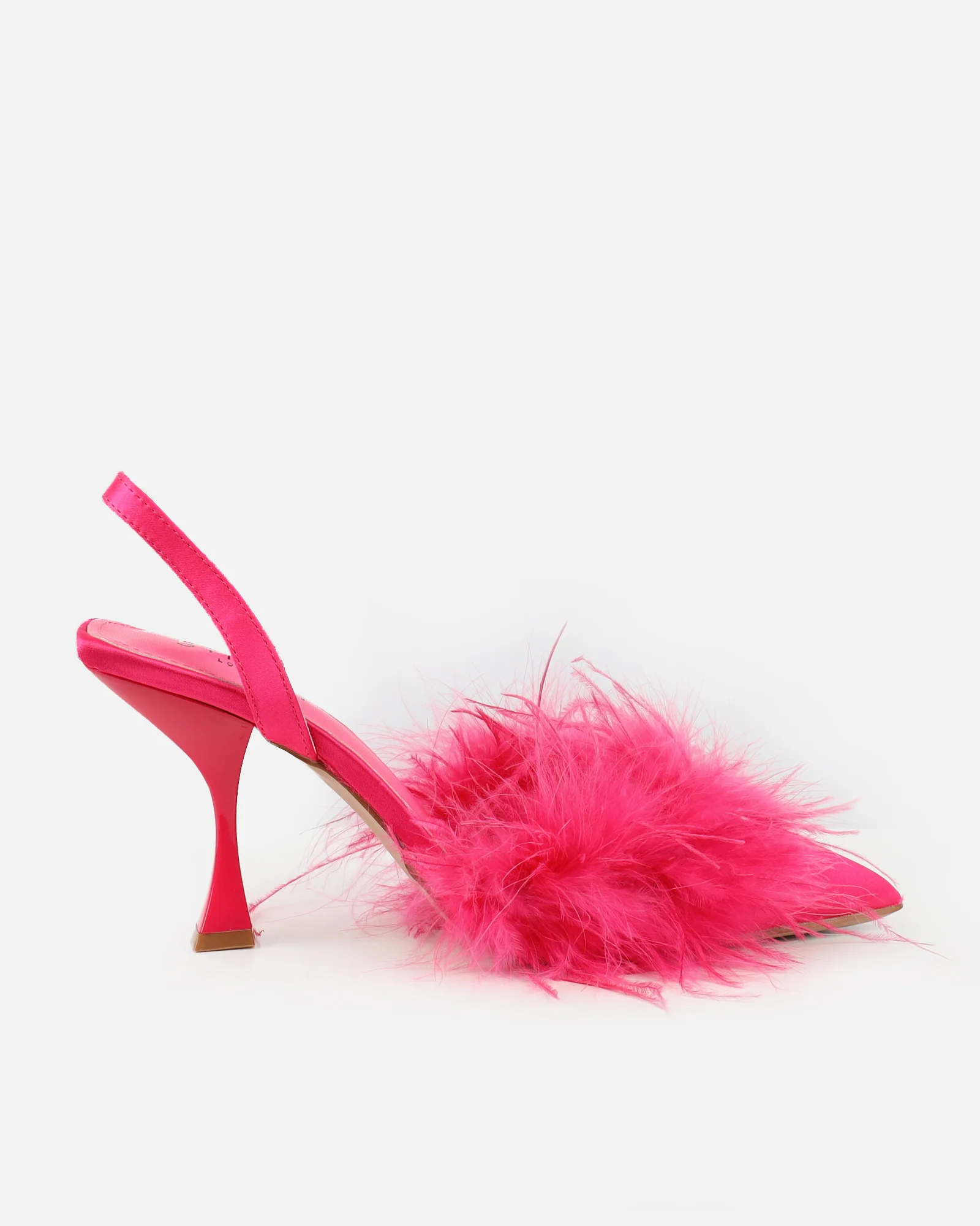 Jube Hot Pink Satin Fluffy Court Shoes - Image 2