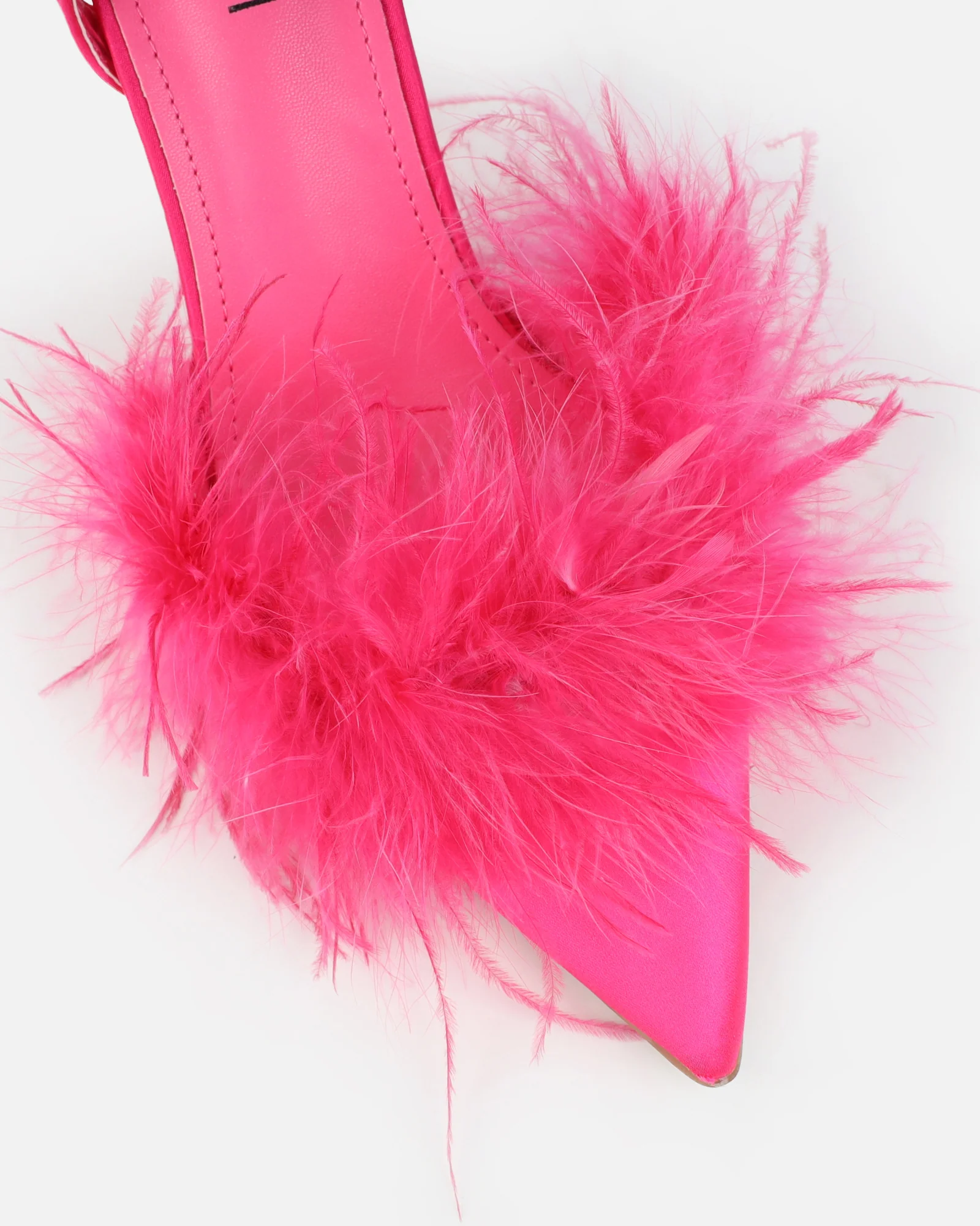 Jube Hot Pink Satin Fluffy Court Shoes - Image 4