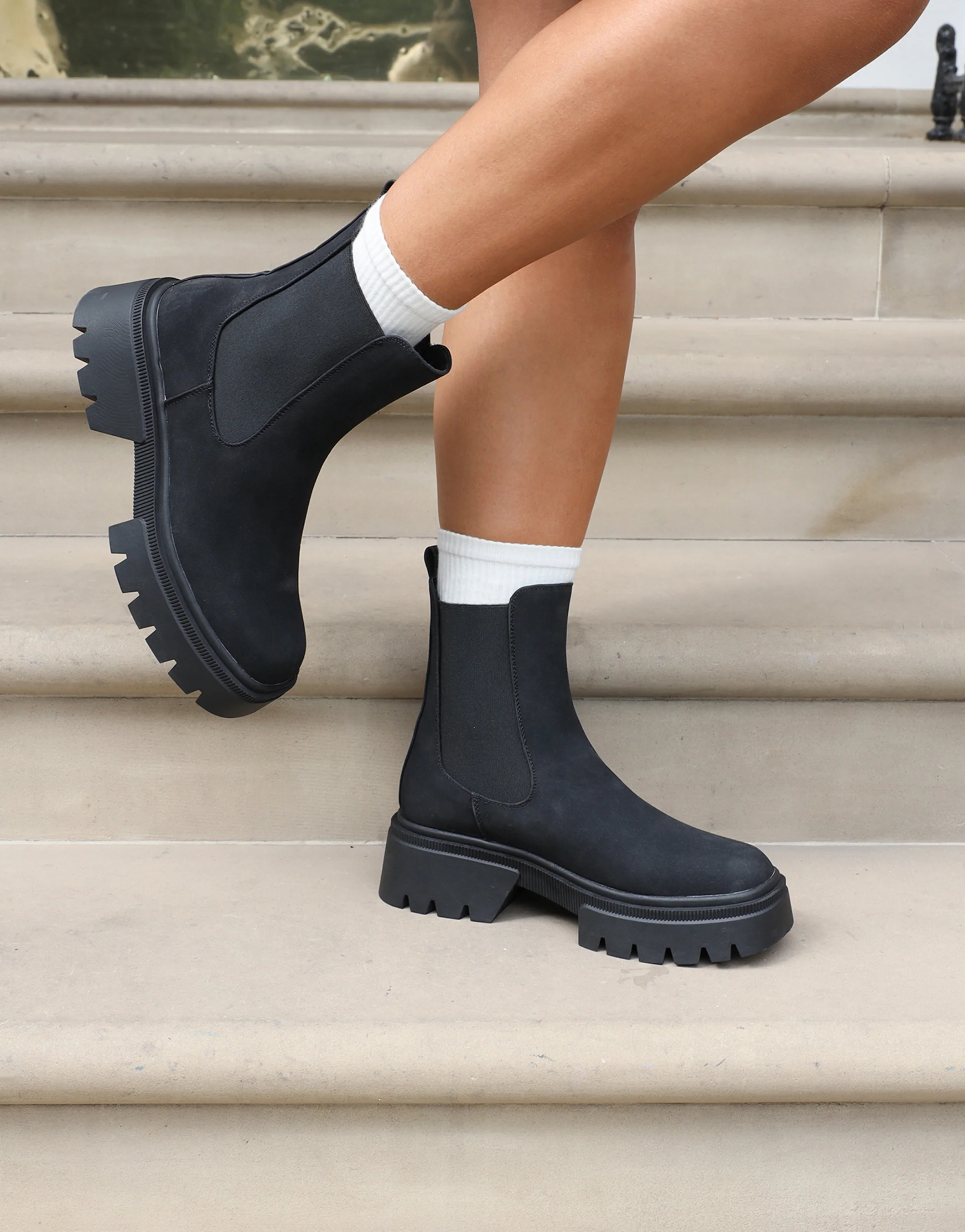 Judd Black Suede Chunky Chelsea Boots
