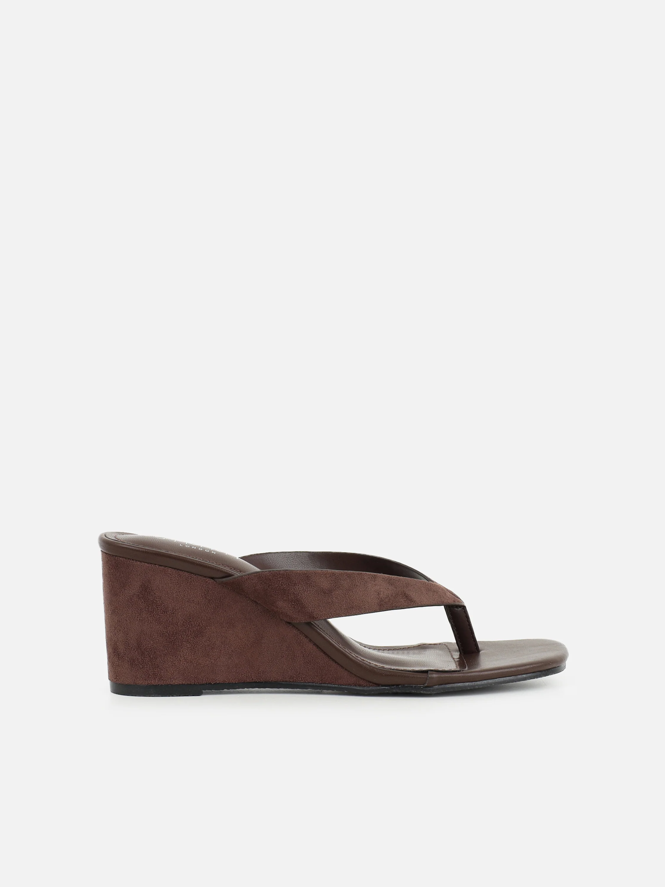 Jules Brown Suede Toe Post Wedge Sandals - Image 2