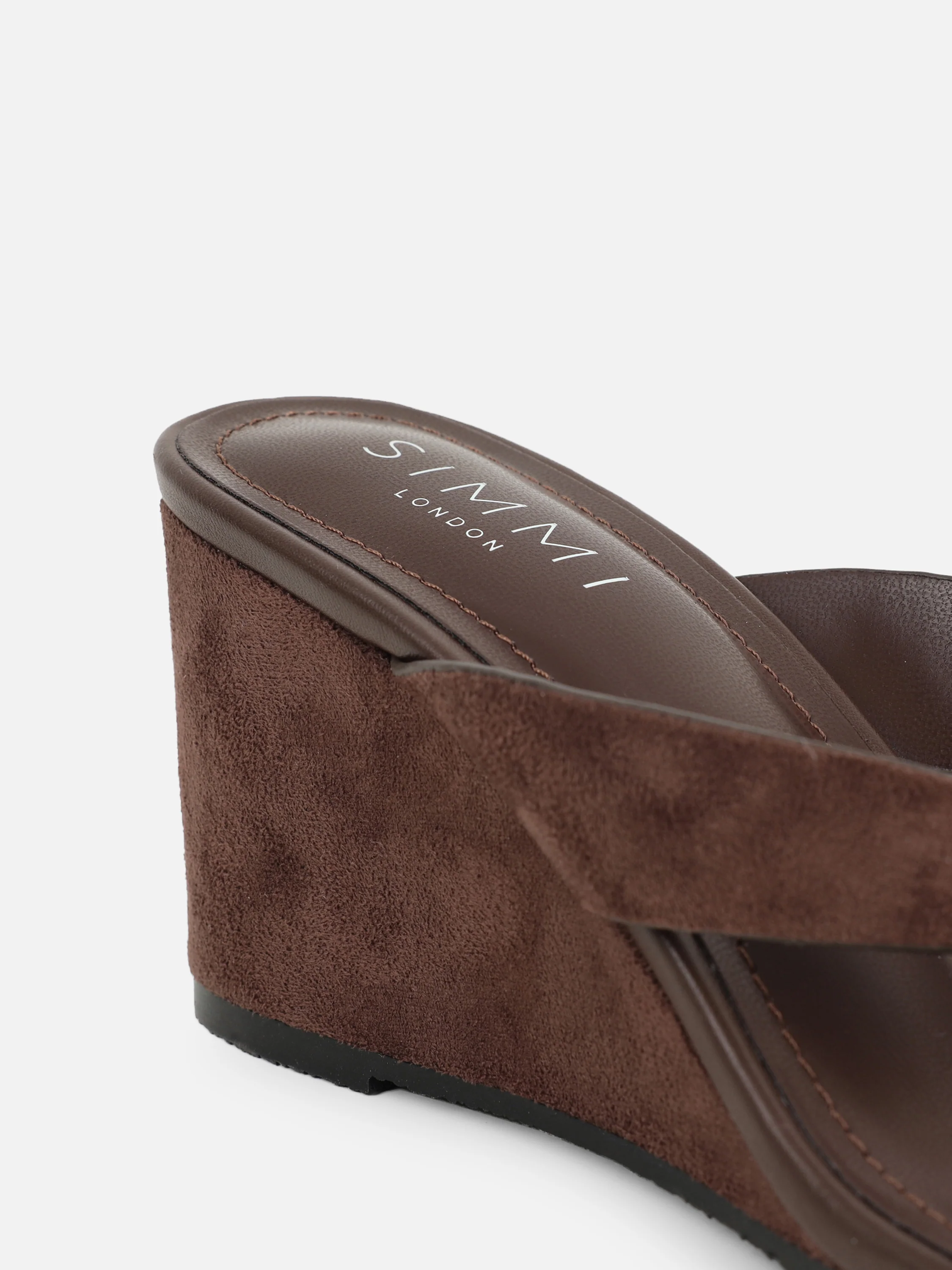 Jules Brown Suede Toe Post Wedge Sandals - Image 3