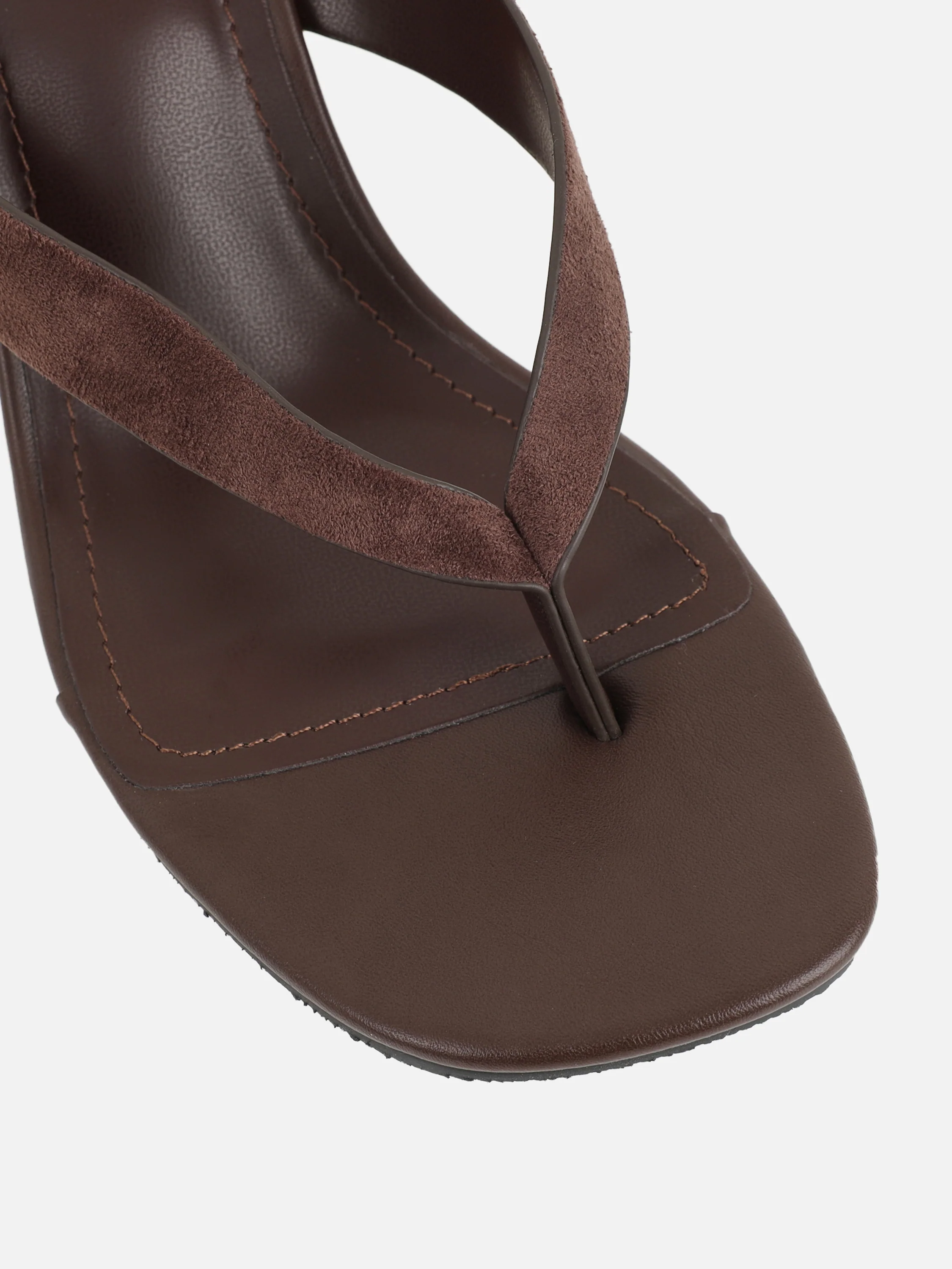 Jules Brown Suede Toe Post Wedge Sandals - Image 4