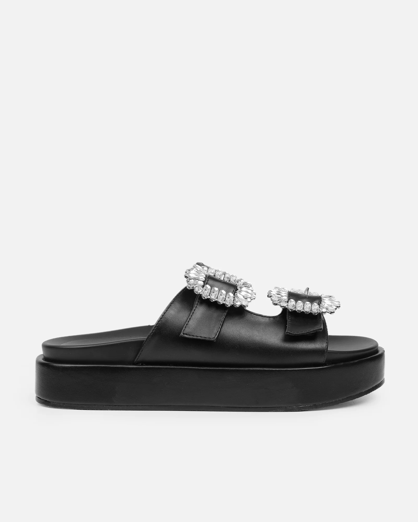 Juliette Black Diamante Slider Sandals - Image 2