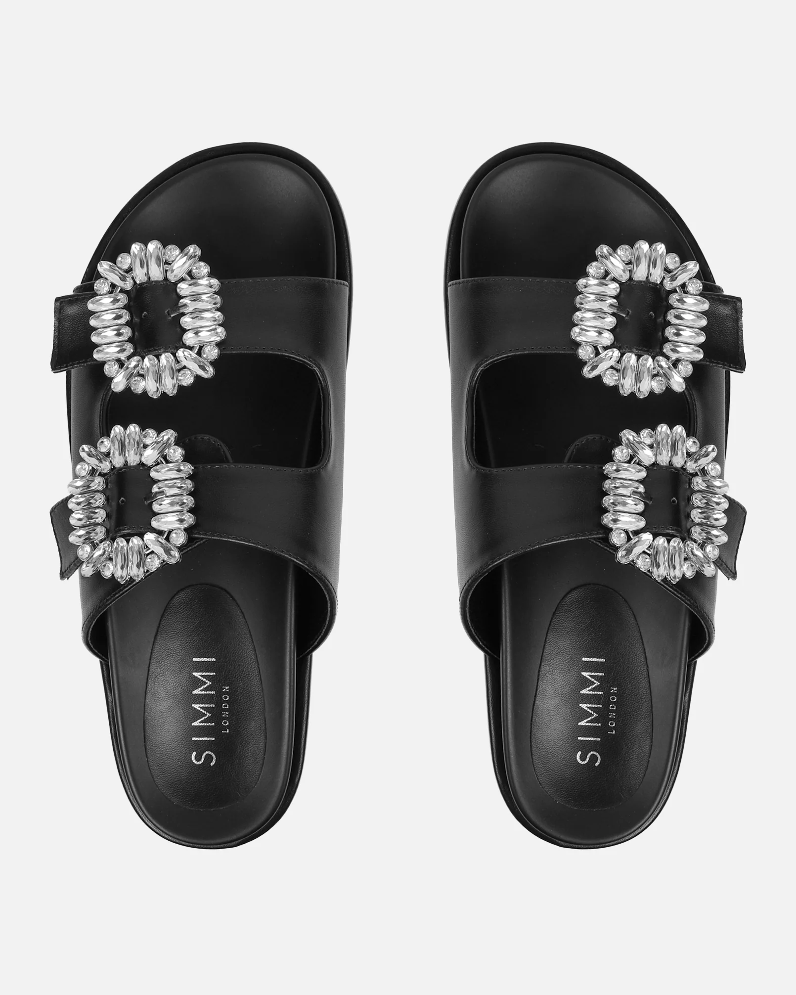 Juliette Black Diamante Slider Sandals - Image 3