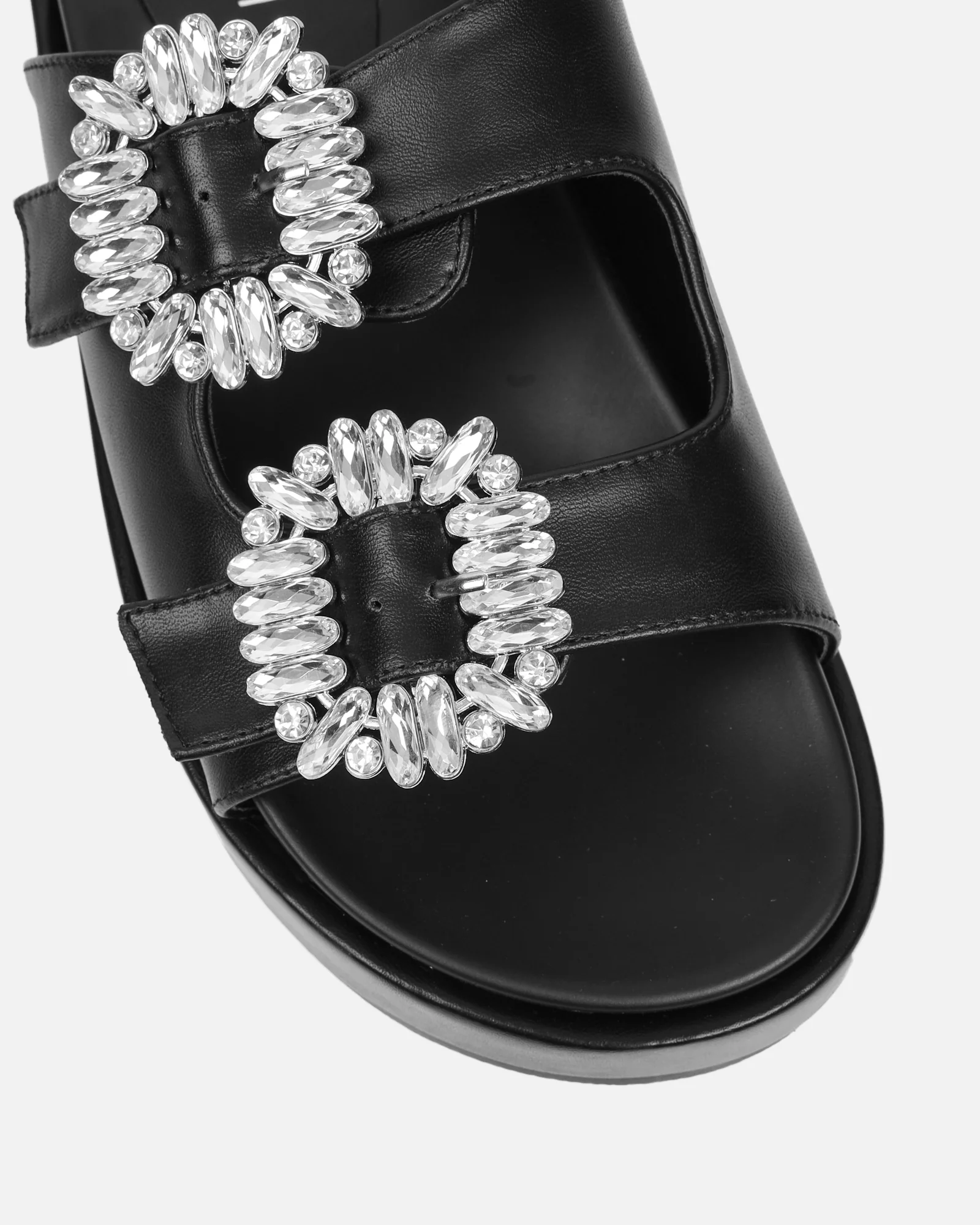 Juliette Black Diamante Slider Sandals - Image 4