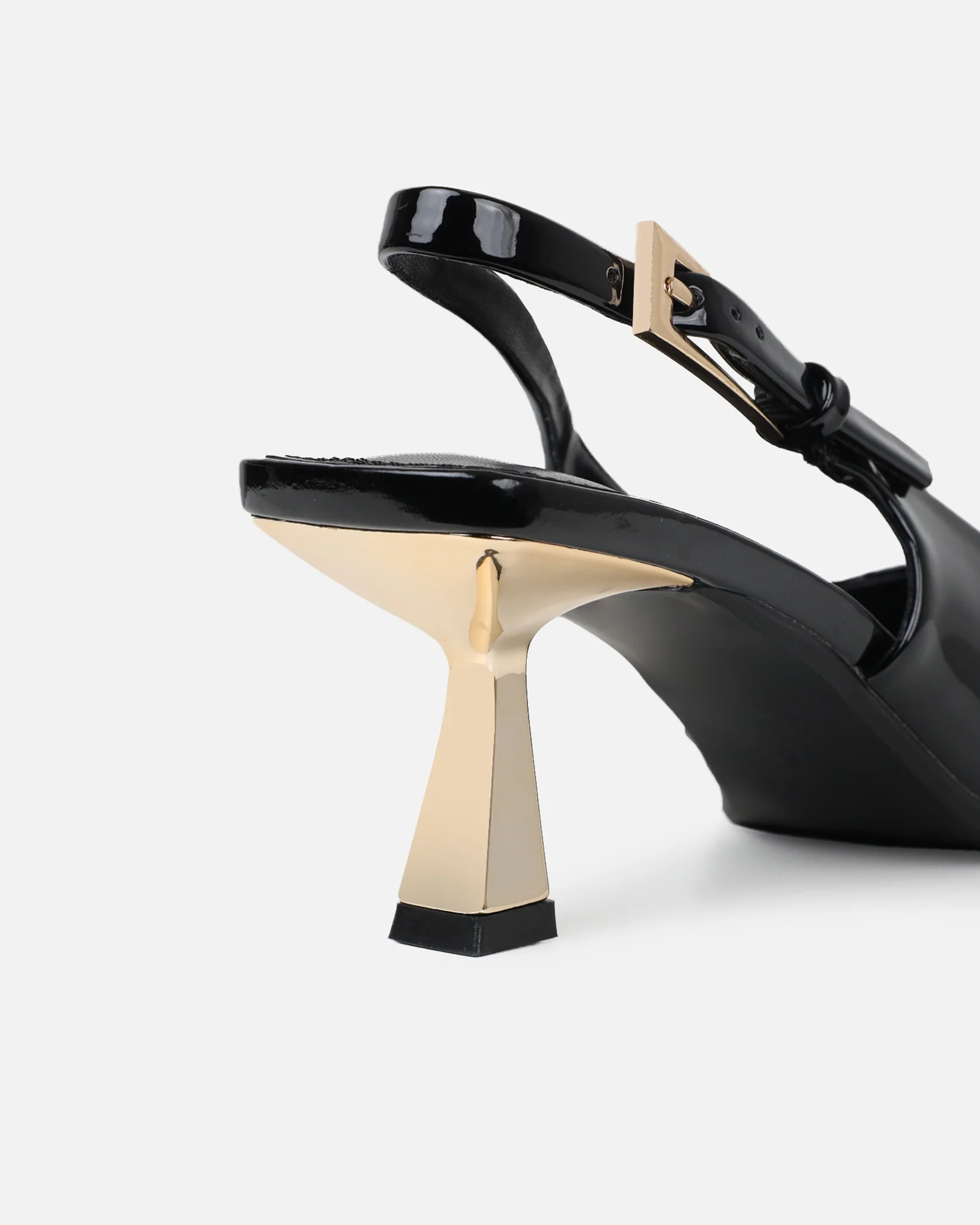 June black patent low sling back court shoes - Image 3