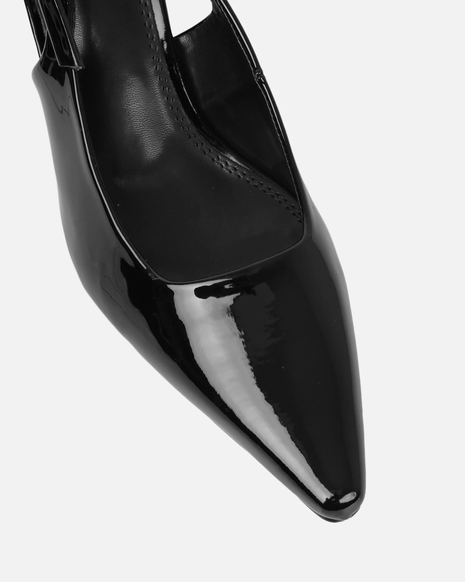 June black patent low sling back court shoes - Image 4