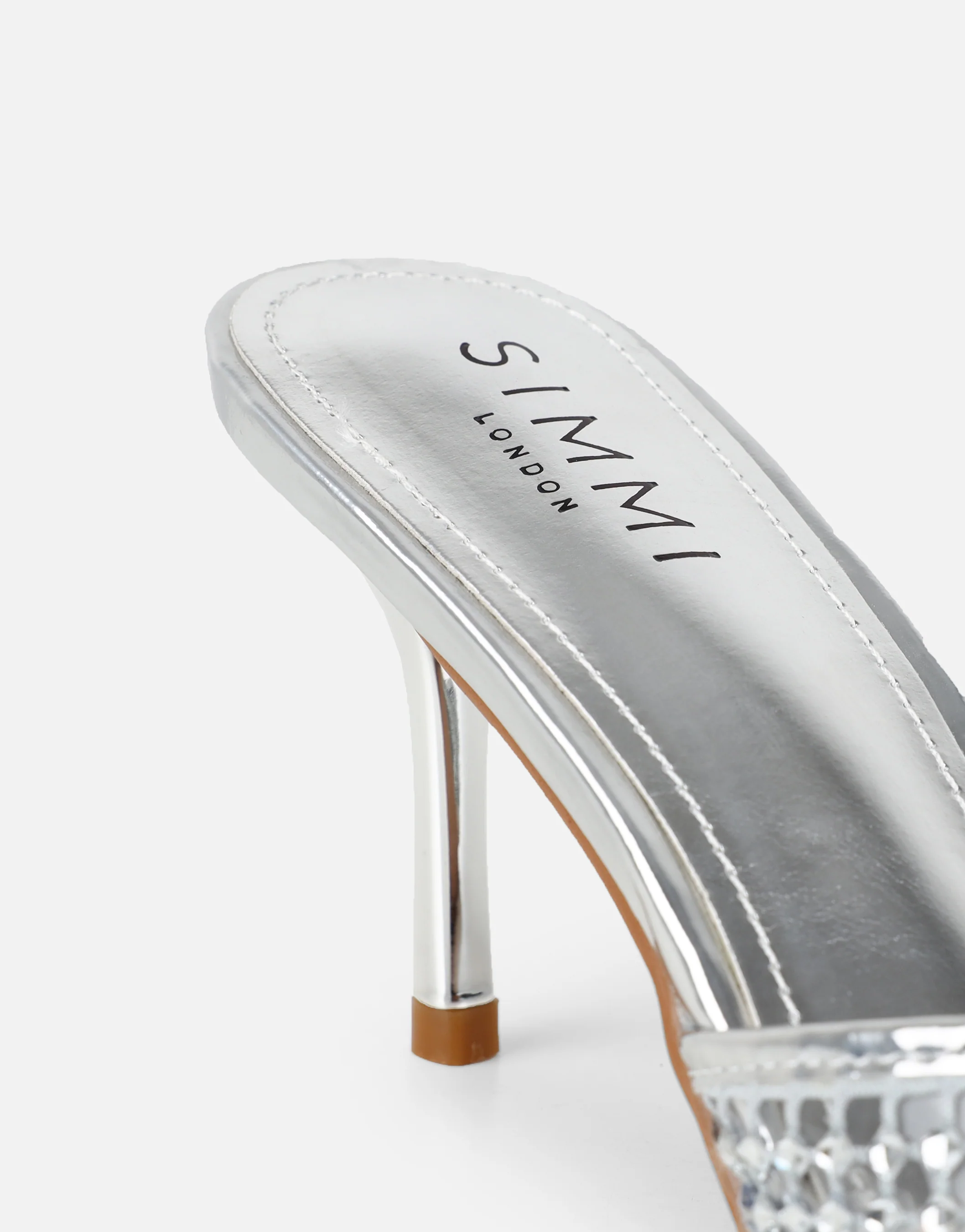 Juni Silver Diamante Mesh Mules - Image 3