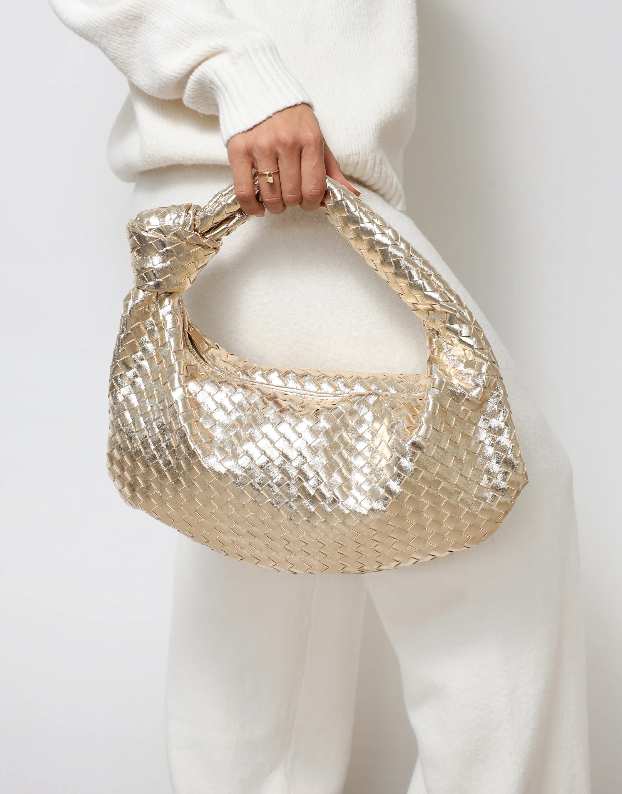 Justine Woven Gold Bag - Image 2