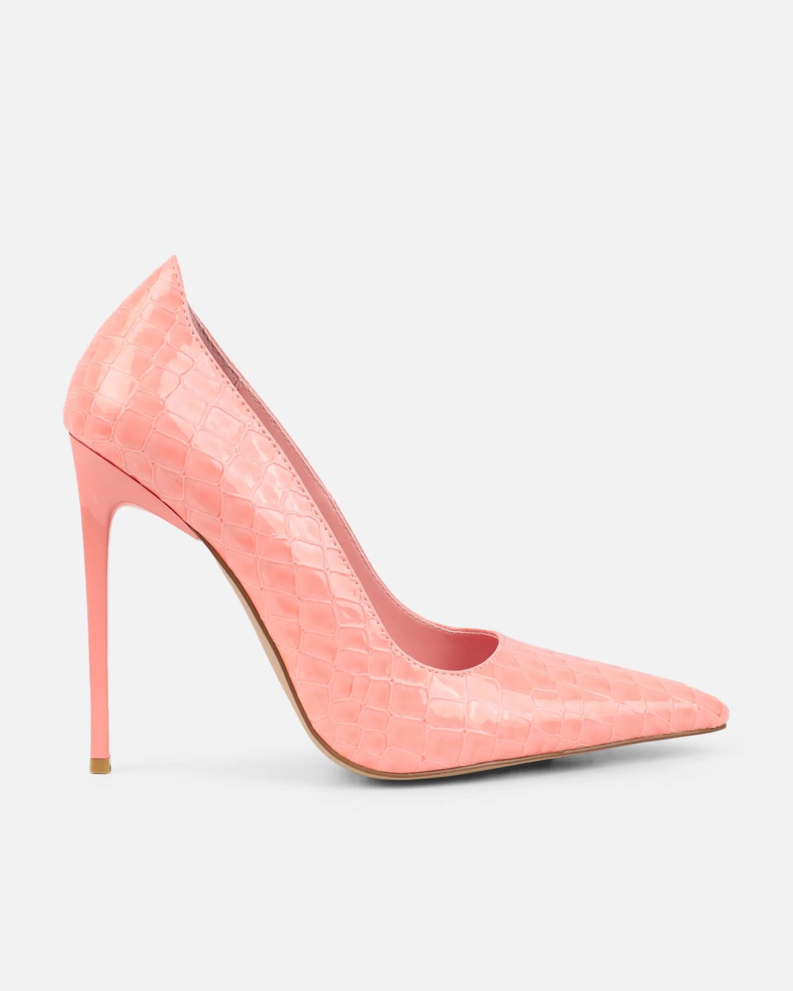 Kamii Pink Patent Faux Croc Effect Court Shoes - Image 2