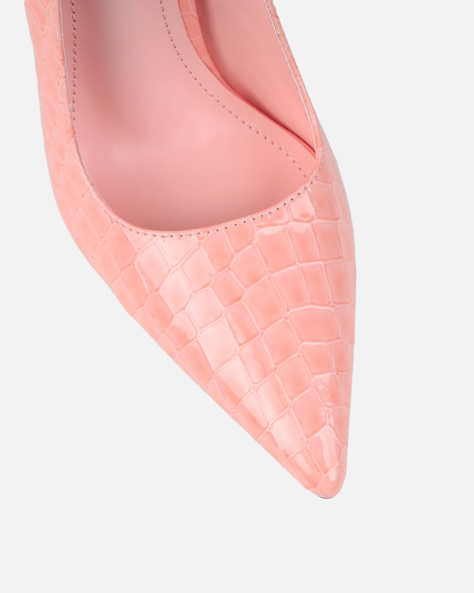 Kamii Pink Patent Faux Croc Effect Court Shoes - Image 4