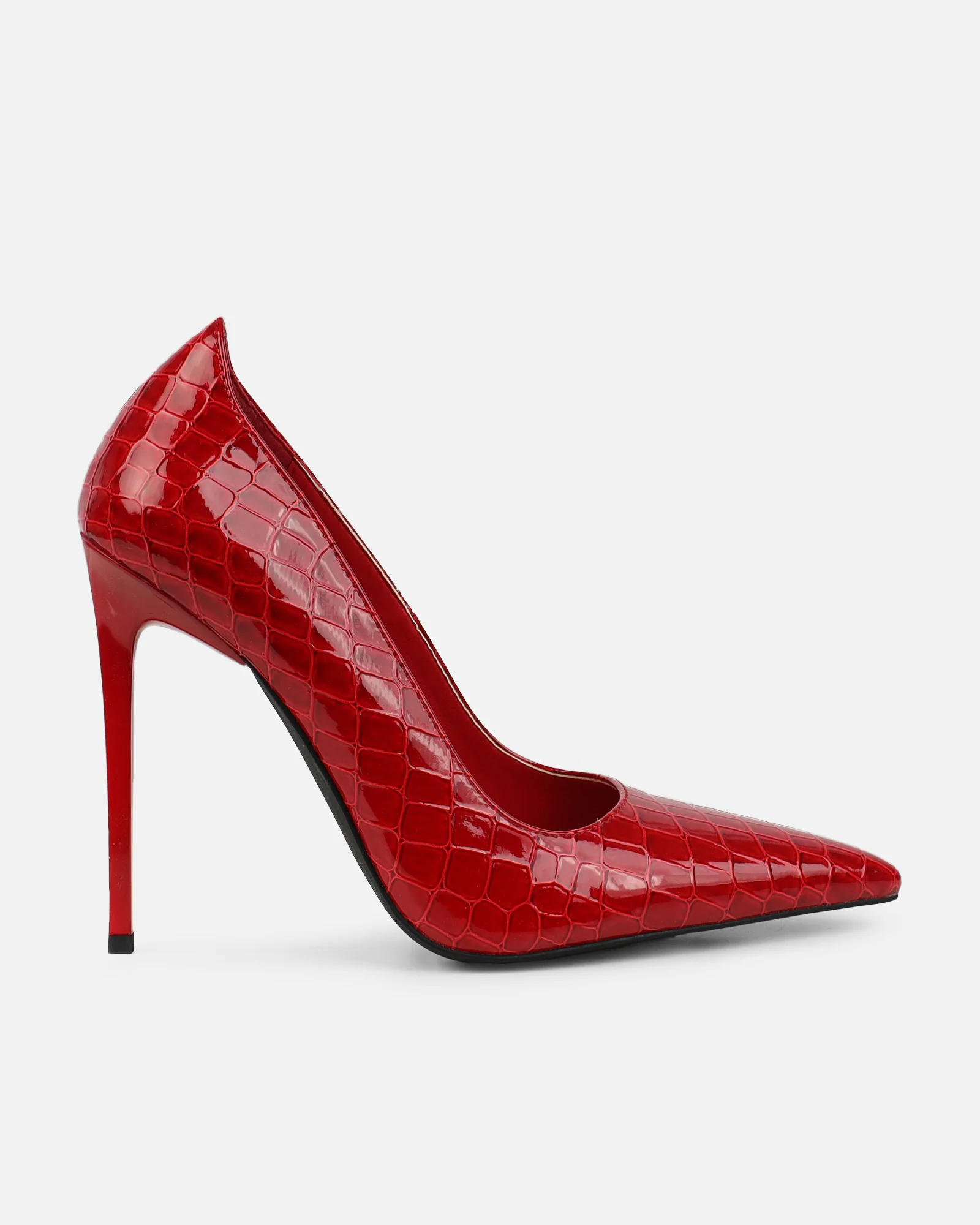 Kamii Red Patent Faux Croc Effect Court Shoes - Image 2
