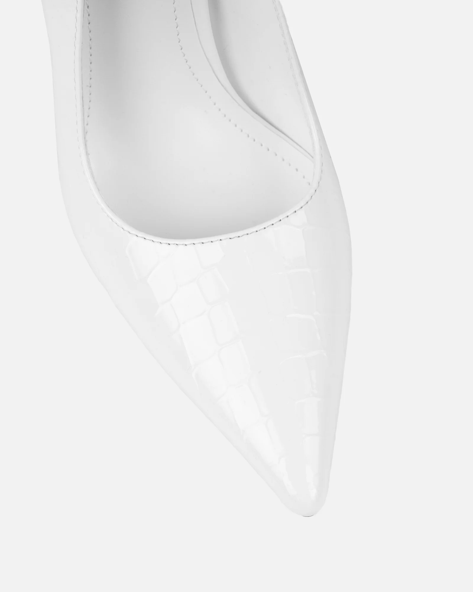 Kamii White Patent Faux Croc Effect Court Shoes - Image 4