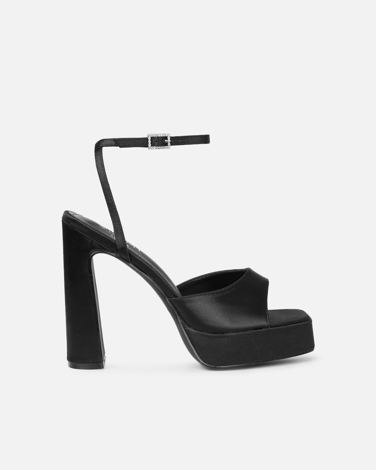 Kamiko Black Satin Platform Sandals - Image 2