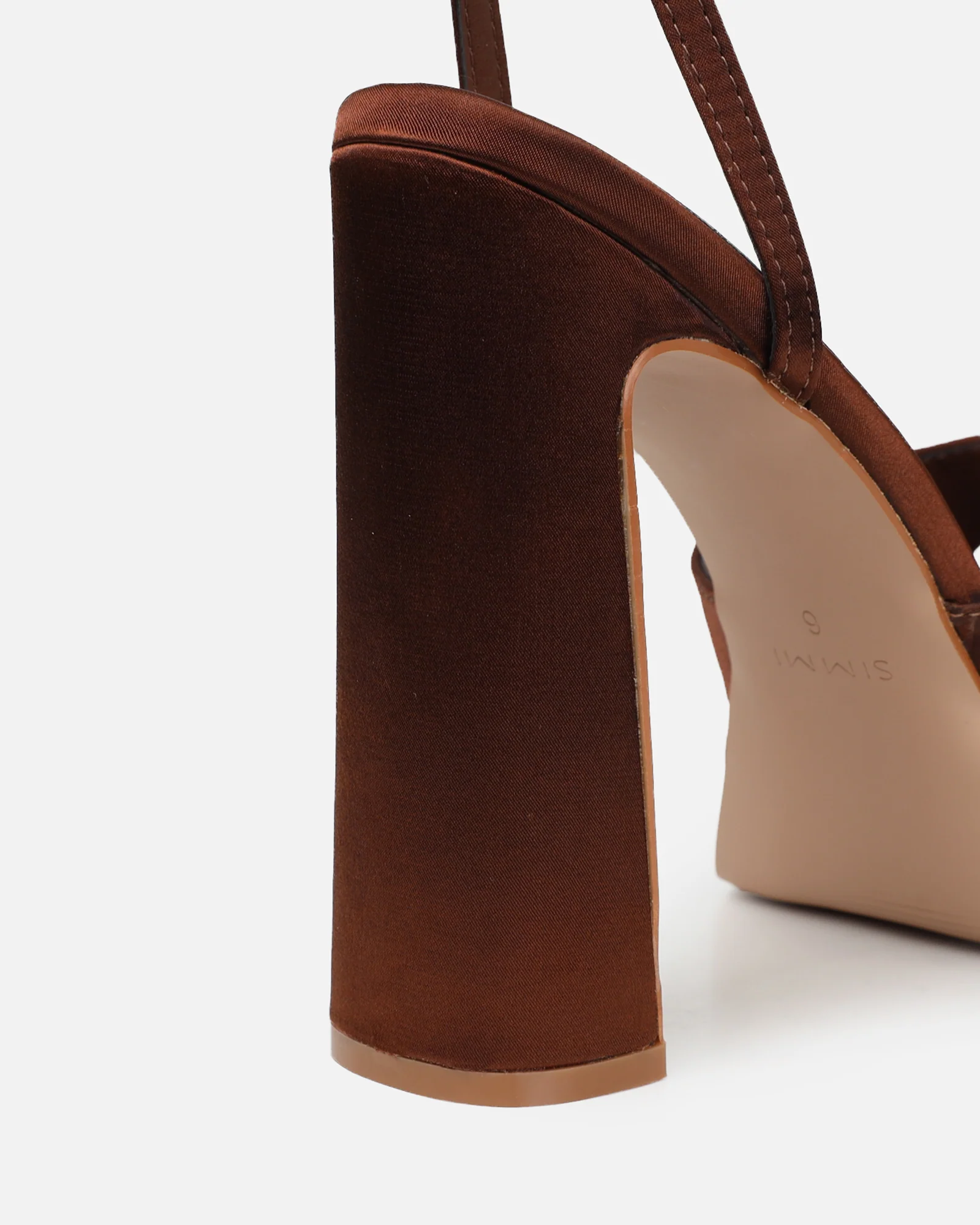Kamiko Chocolate Brown Satin Platform Sandals - Image 3