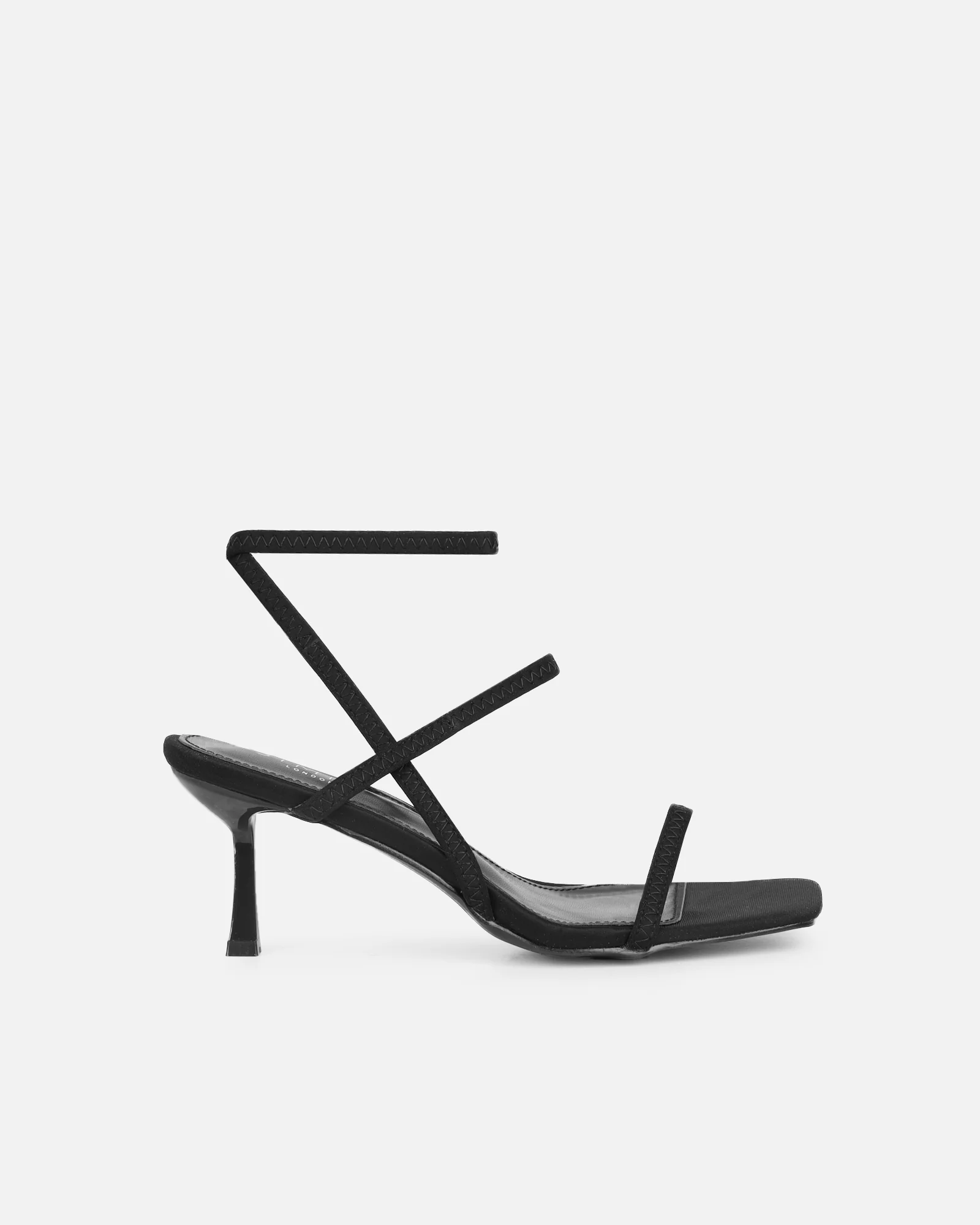Karson Black Lycra Strappy Heeled Sandals - Image 2