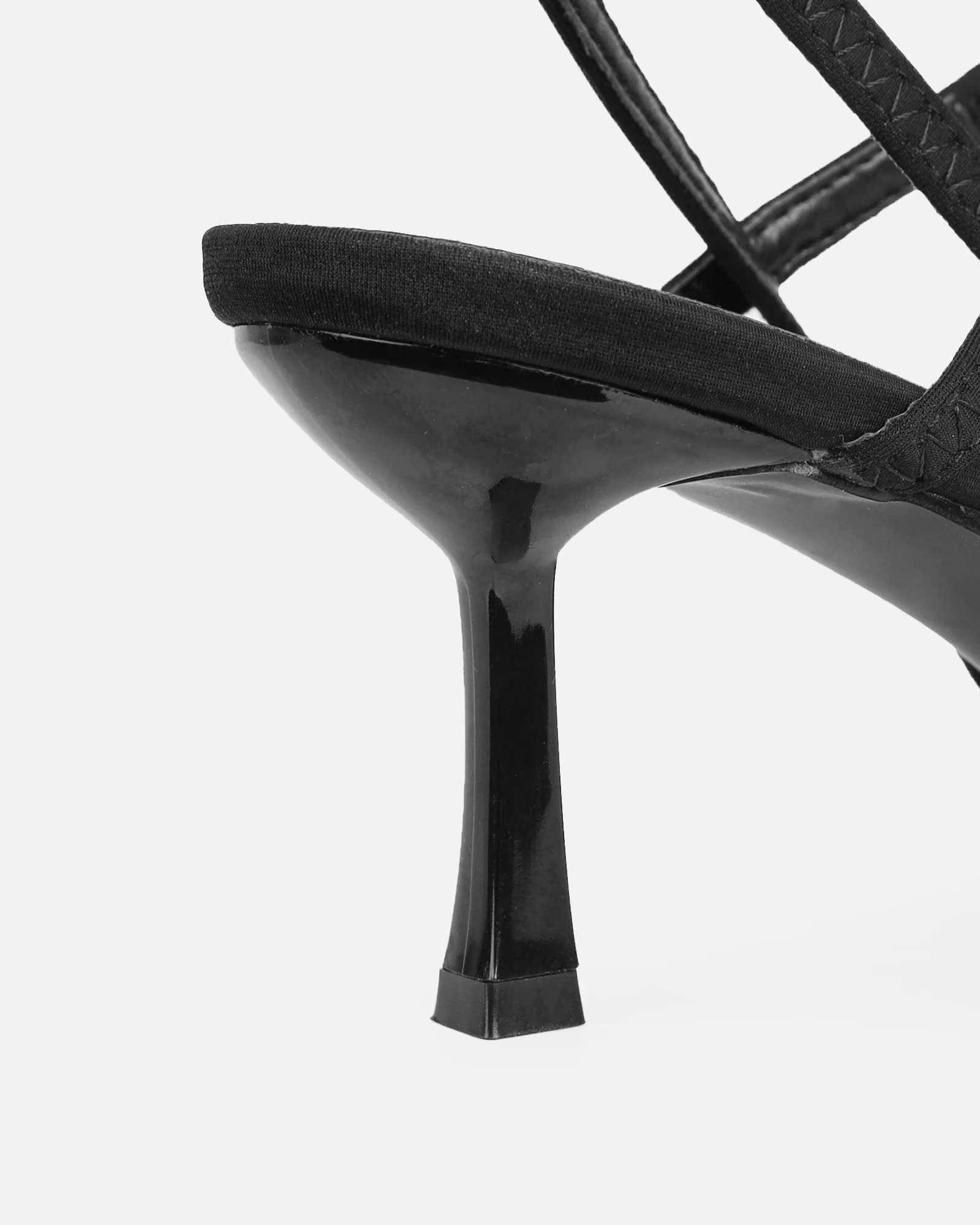 Karson Black Lycra Strappy Heeled Sandals - Image 3