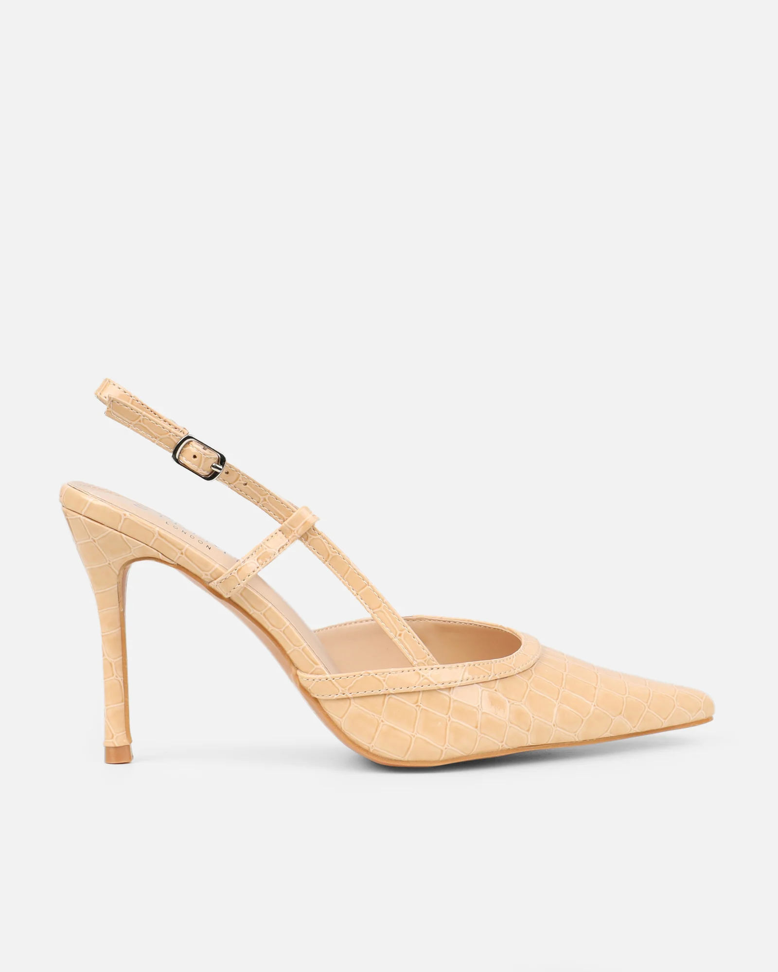 Kassi Nude Faux Croc Sling Back Court Shoes - Image 2