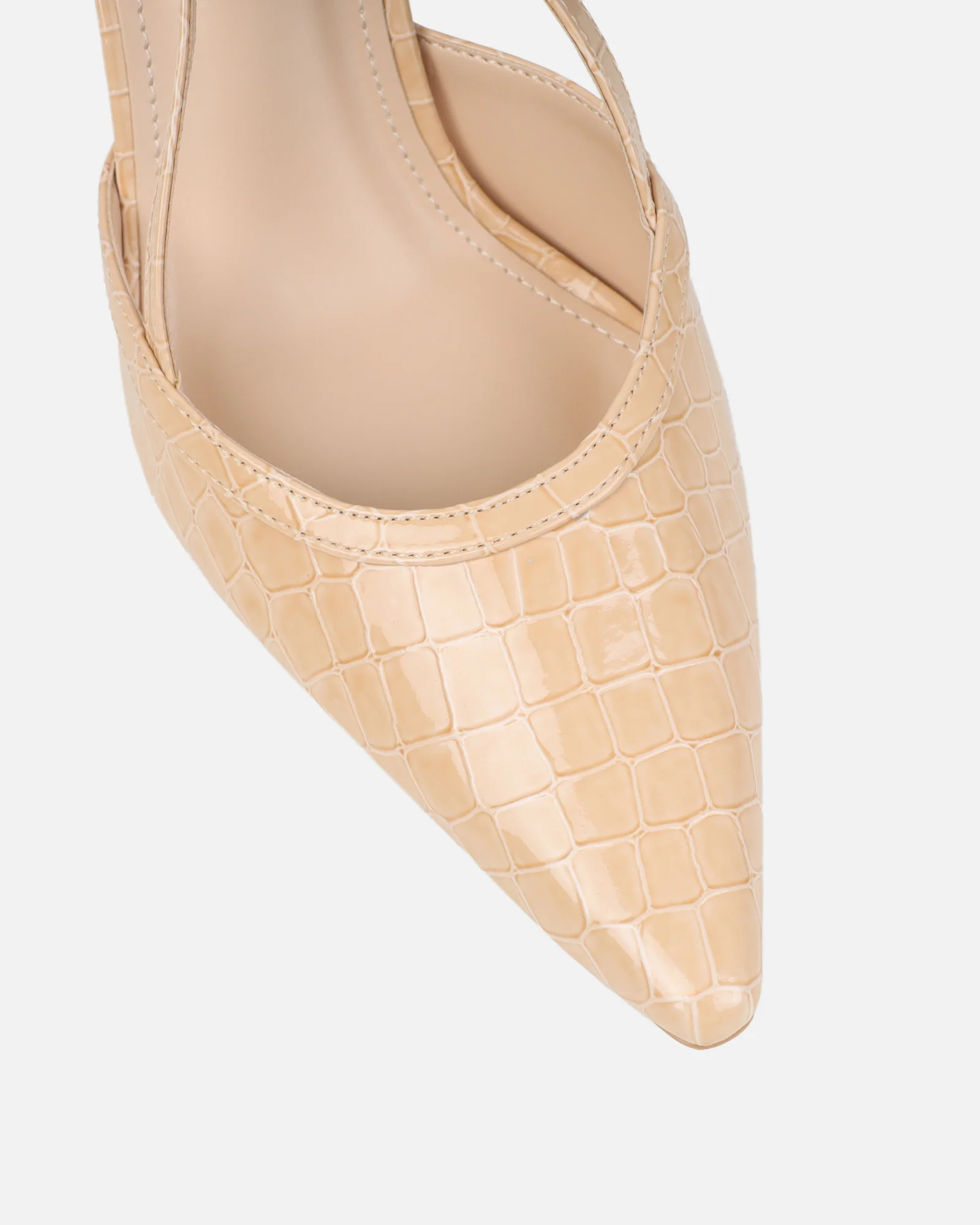Kassi Nude Faux Croc Sling Back Court Shoes - Image 4