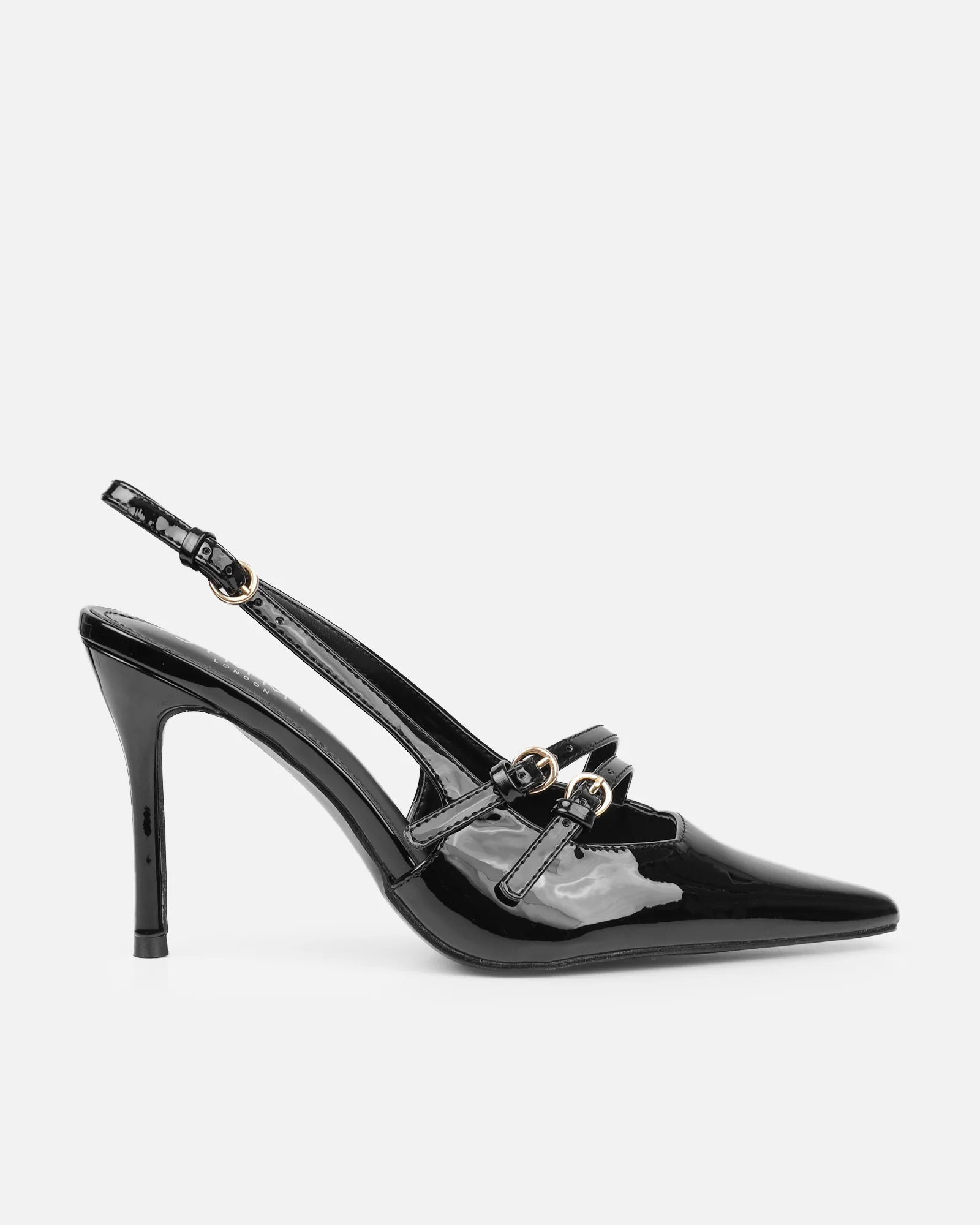 Kassiani Black Patent Sling Back Court Shoes - Image 2
