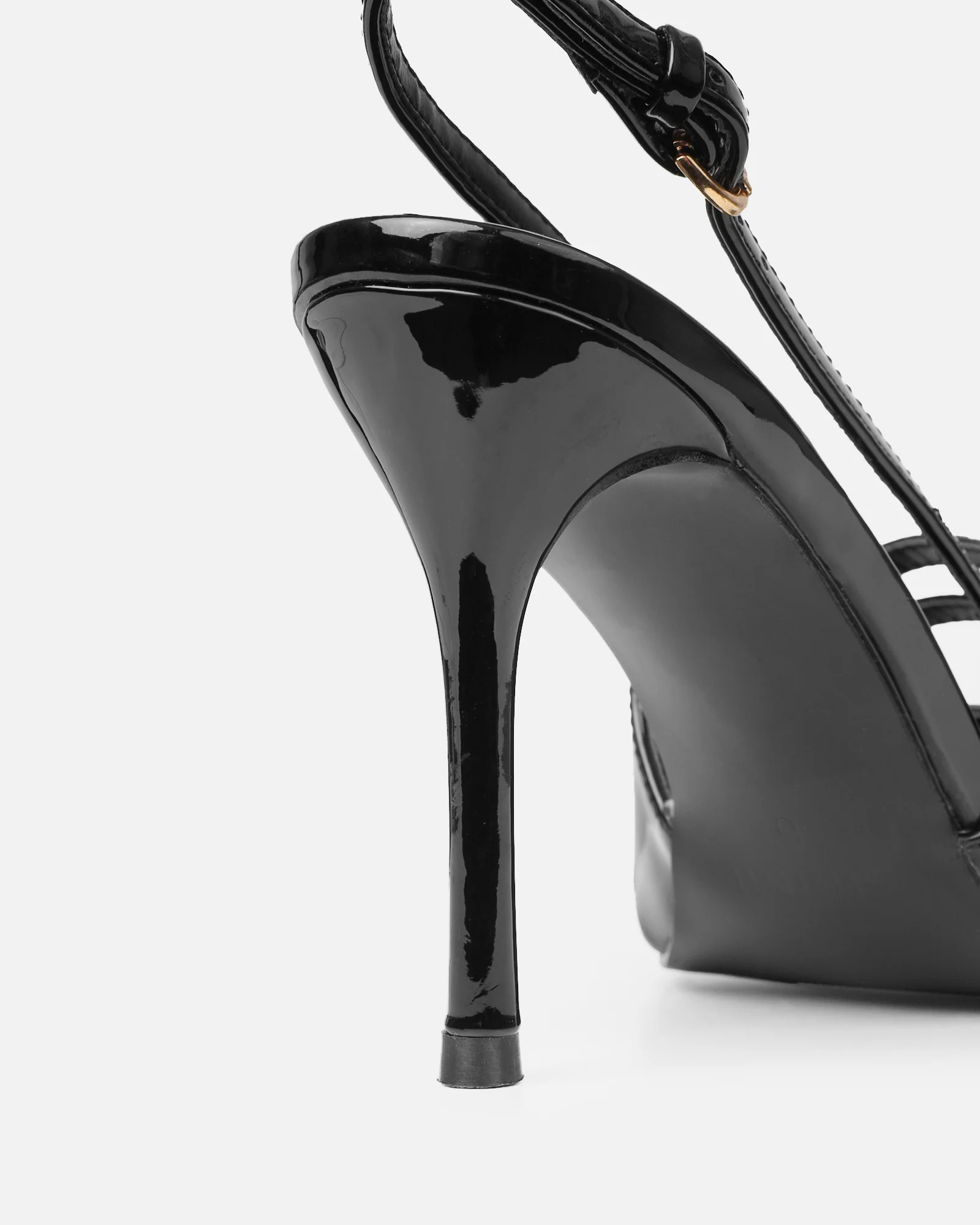 Kassiani Black Patent Sling Back Court Shoes - Image 3