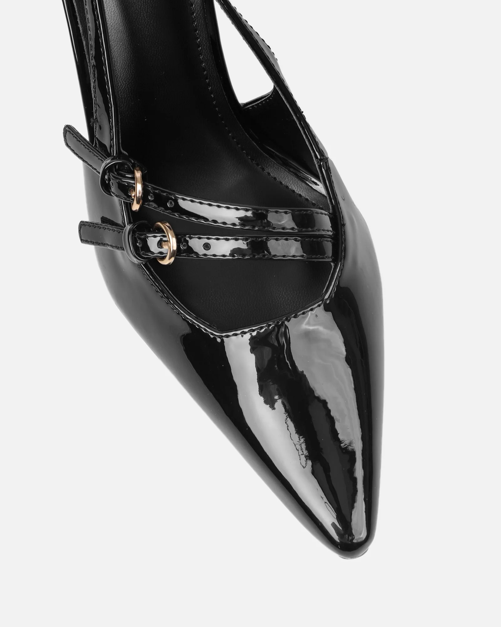 Kassiani Black Patent Sling Back Court Shoes - Image 4