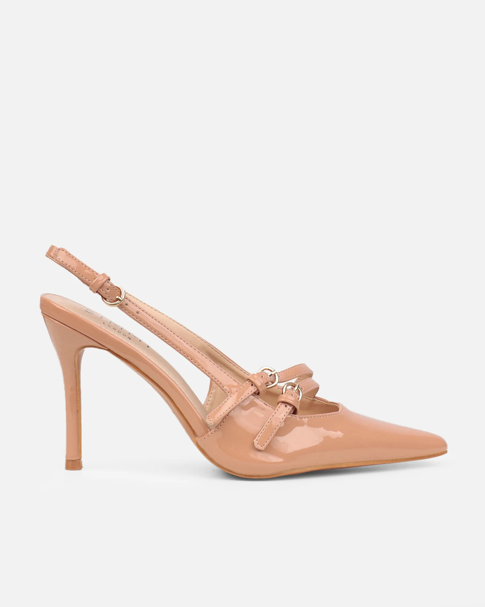 Kassiani Nude Patent Sling Back Court Shoes - Image 2