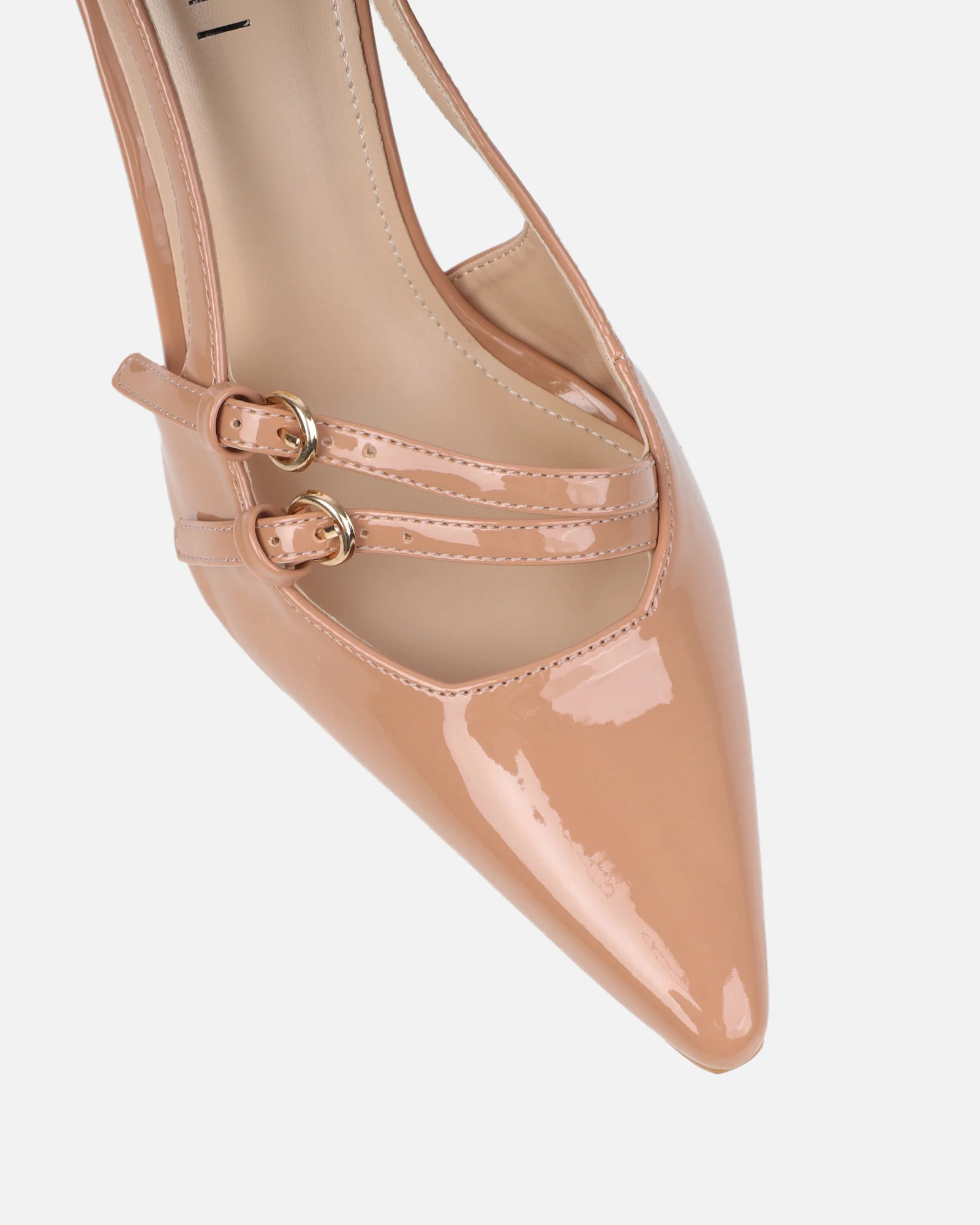 Kassiani Nude Patent Sling Back Court Shoes - Image 4