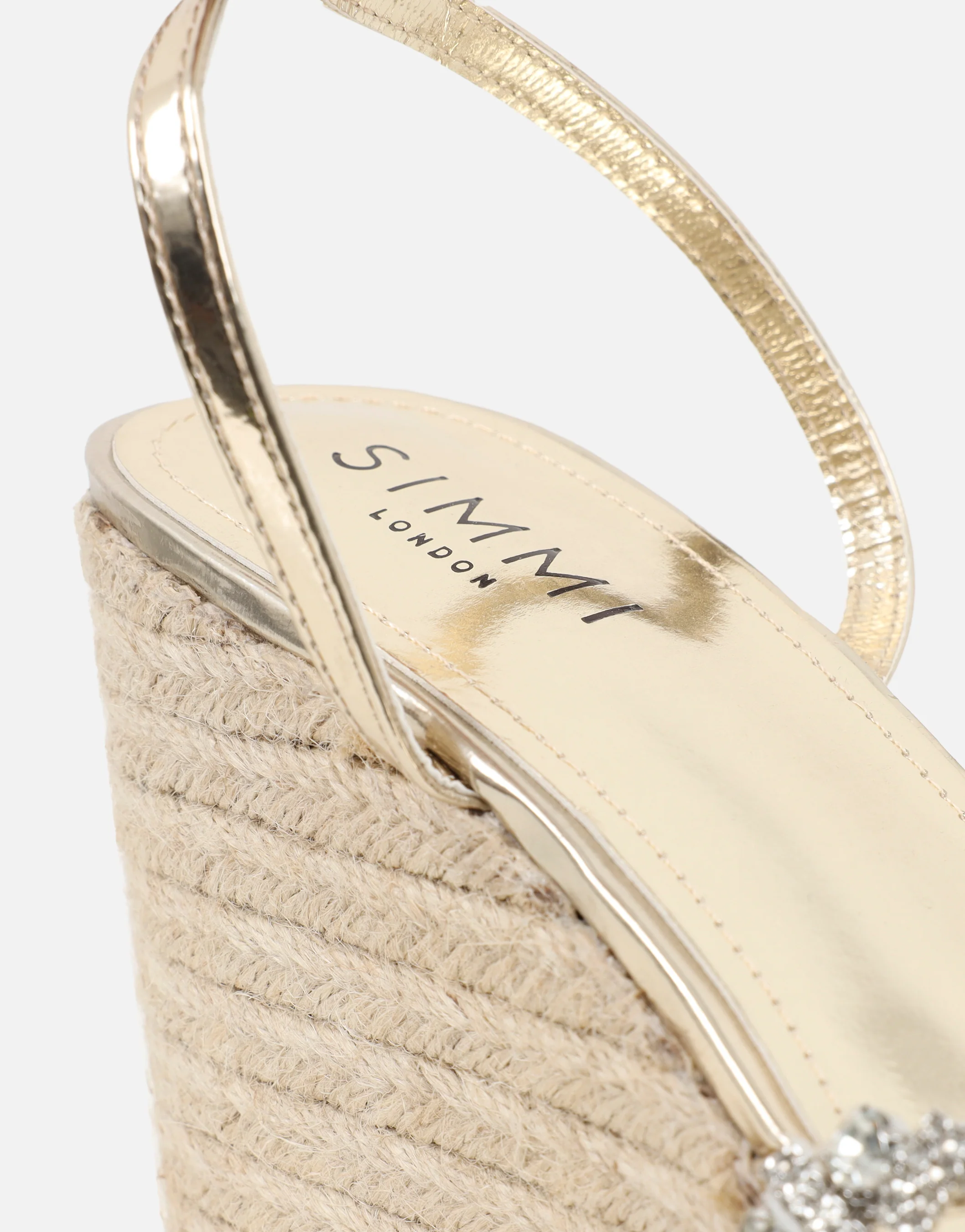 Kat Gold Mirror Diamante Wedge Sandals - Image 3