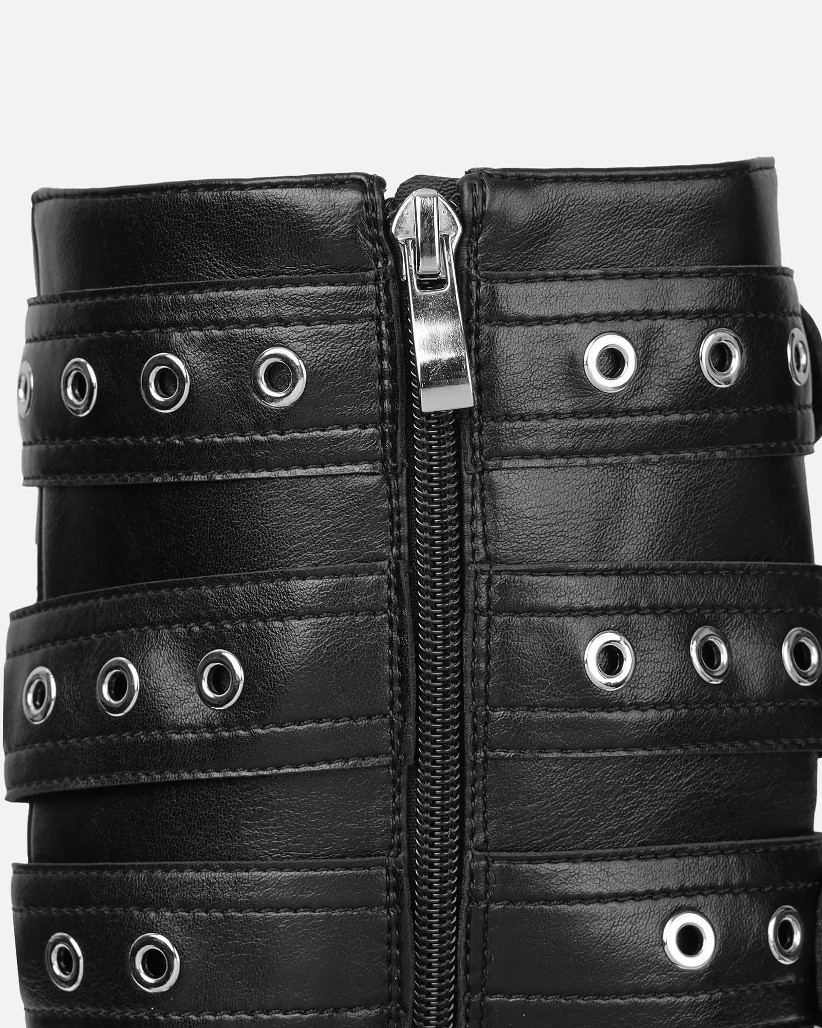 Keagon Black Multi Buckle Heeled Boots - Image 3