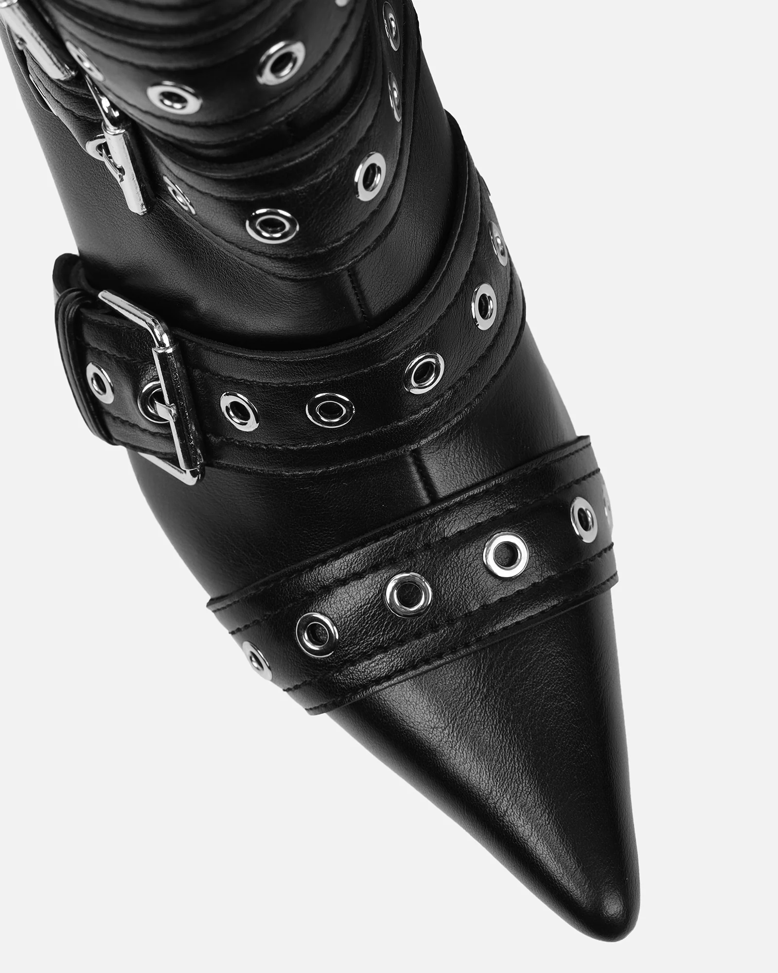 Keagon Black Multi Buckle Heeled Boots - Image 4