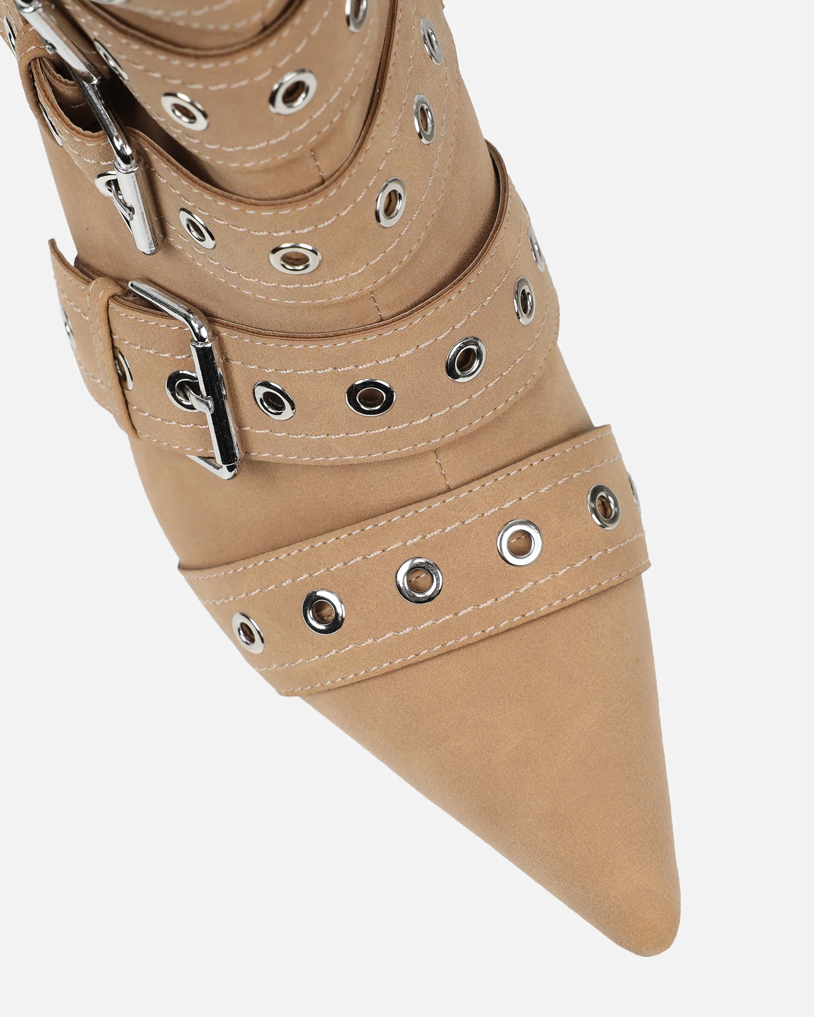 Keagon Camel Nubuck Multi Buckle Heeled Boots - Image 4