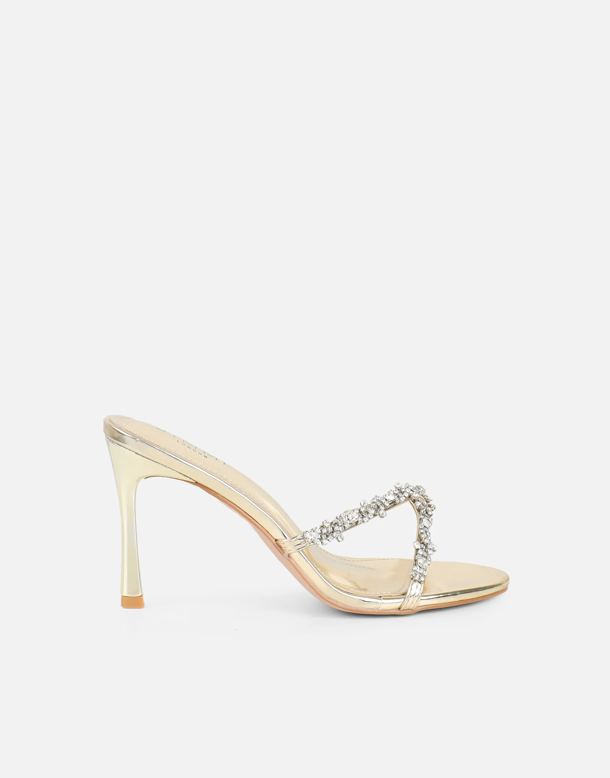 Keely Gold Mirror Diamante Crossover Mules - Image 2