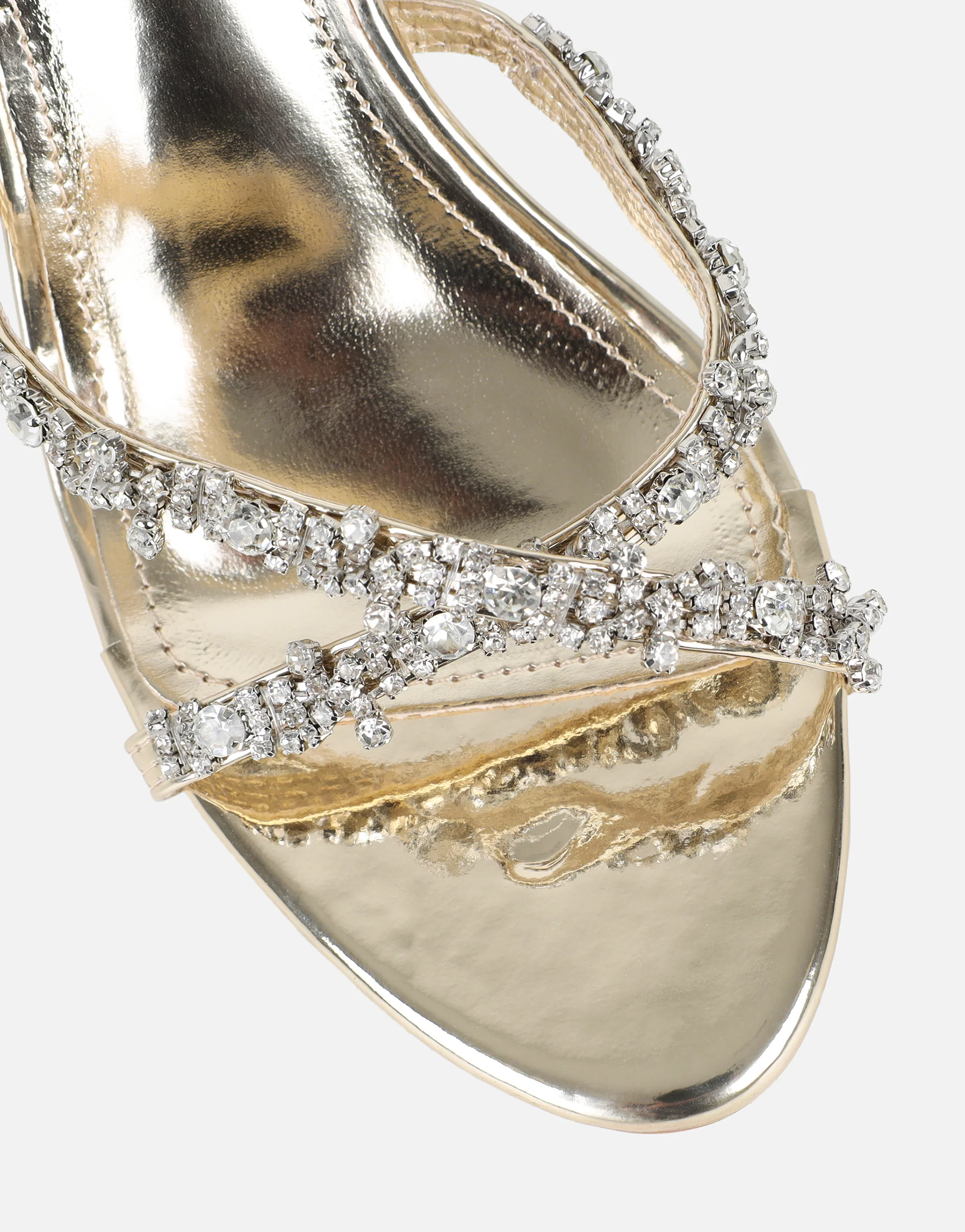 Keely Gold Mirror Diamante Crossover Mules - Image 4